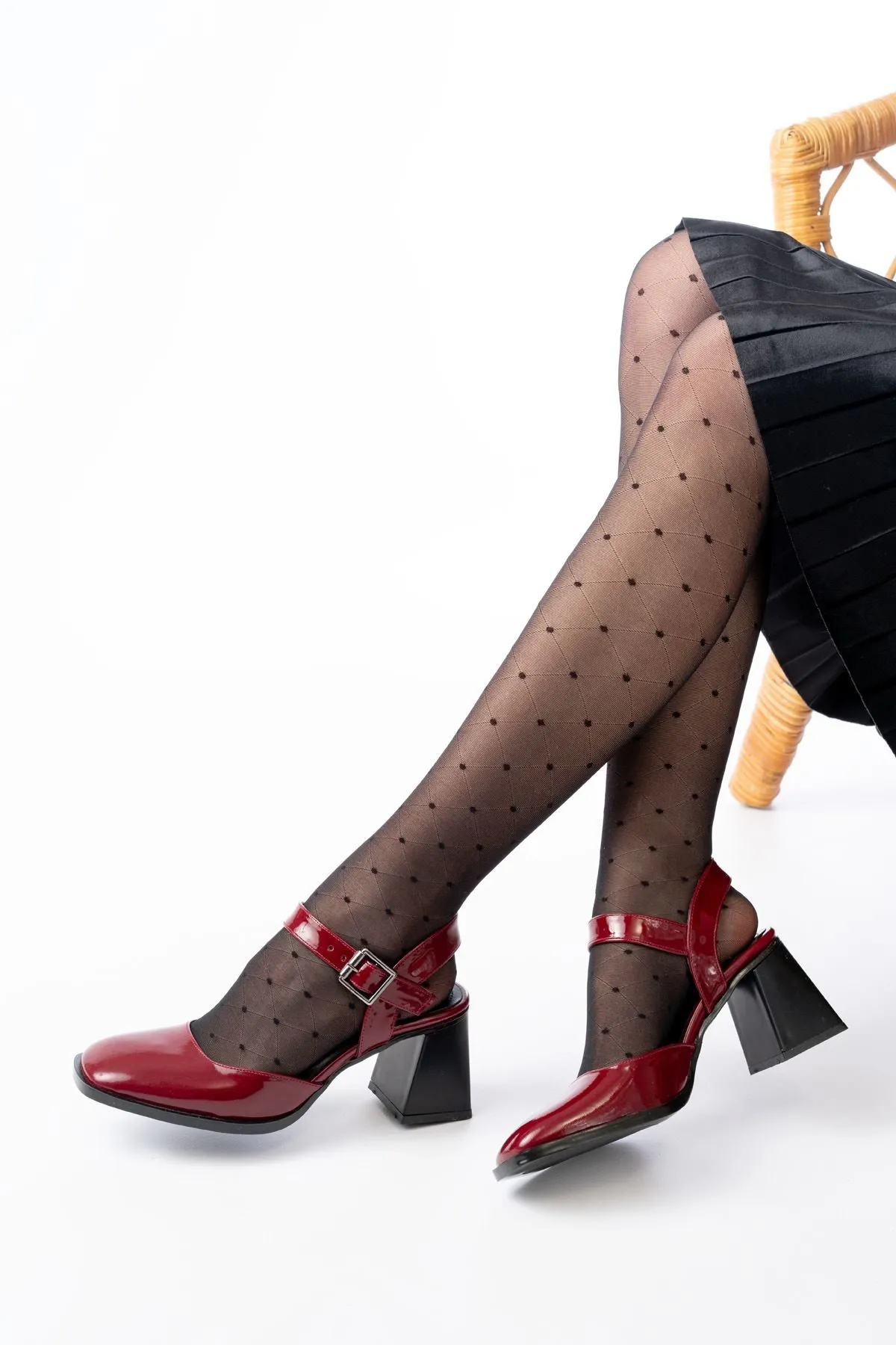 İnf-40450 Bordo Rugan Günlük Arkası Açık Topuklu Bayan Ayakkabı