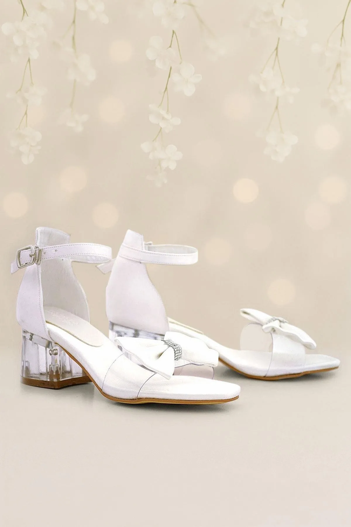 Jessie Sedef Saten Kurdeleli Kız Çocuk Topuklu Ayakkabı