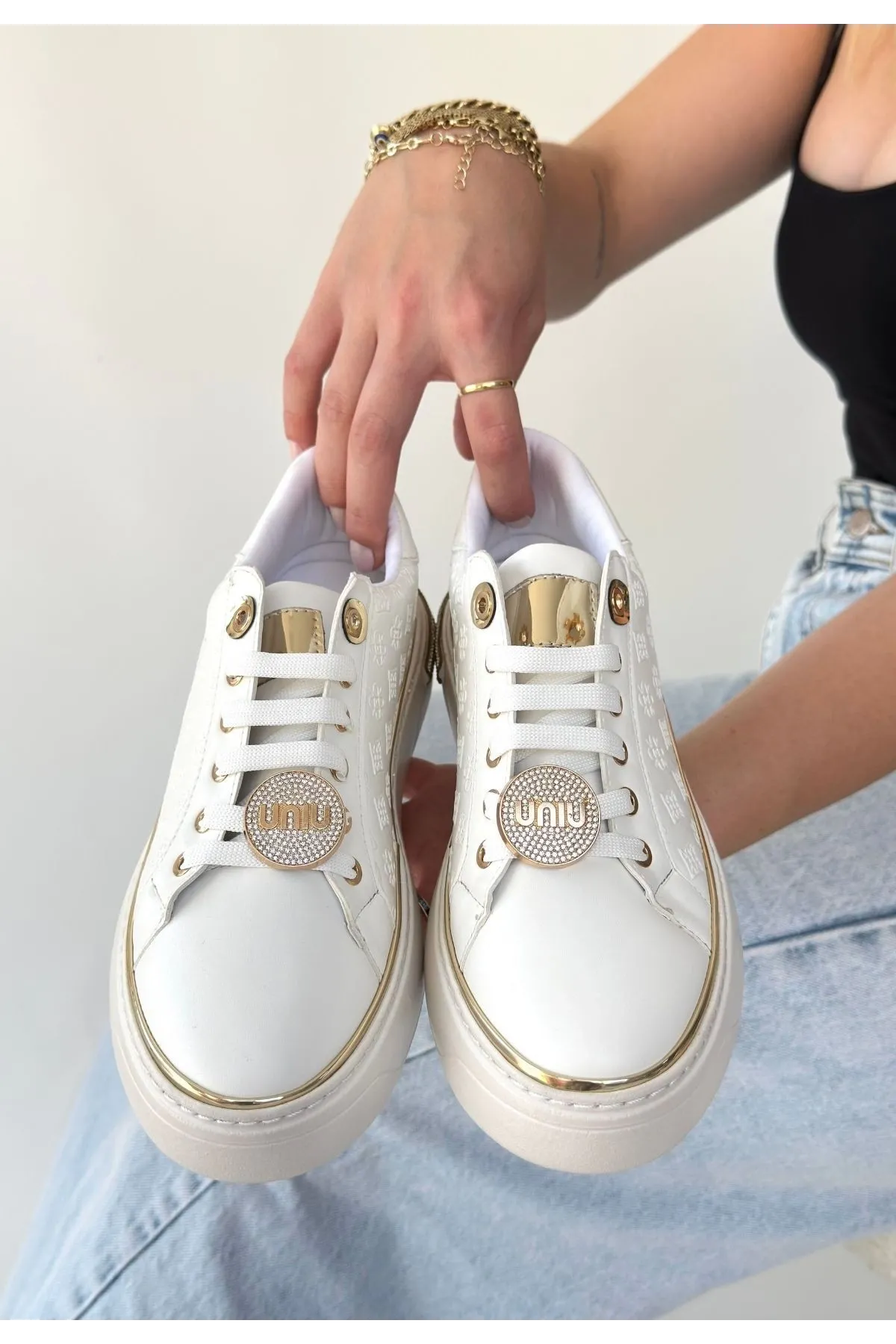 Jlar Beyaz Cilt Bağcıklı Spor Ayakkabı