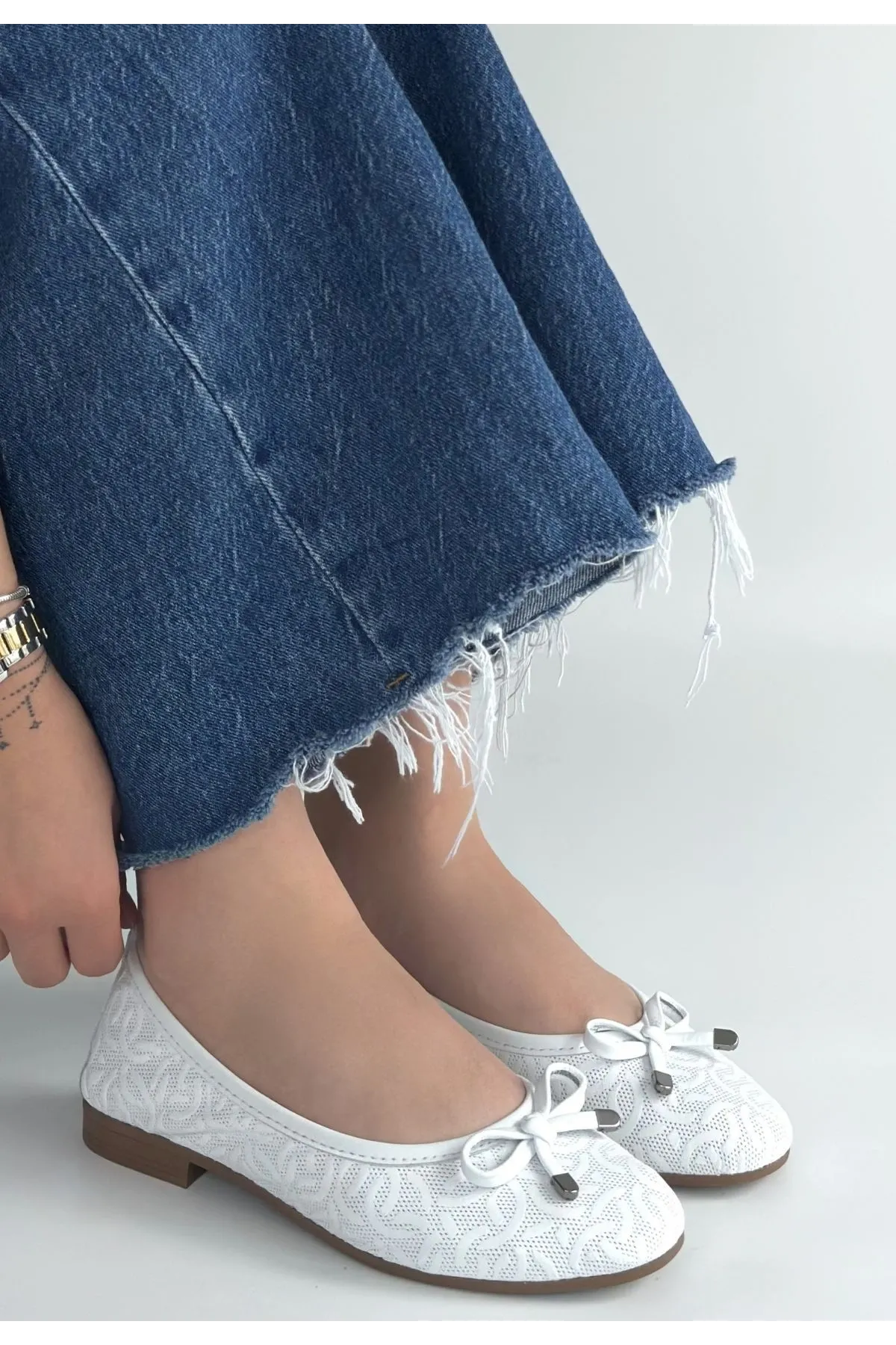 Jnues Beyaz Deri Babet Ayakkabı
