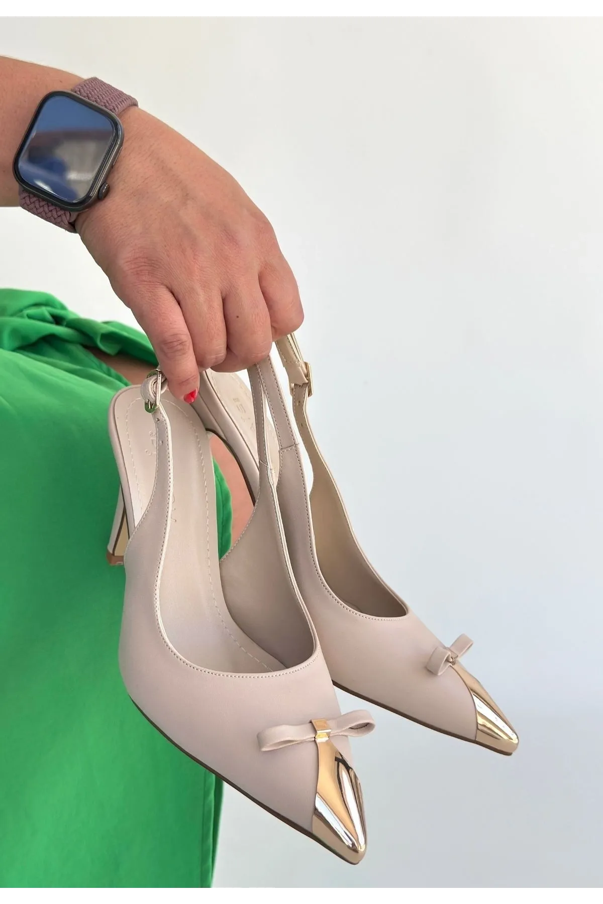 Joye Bej Cilt Topuklu Ayakkabı