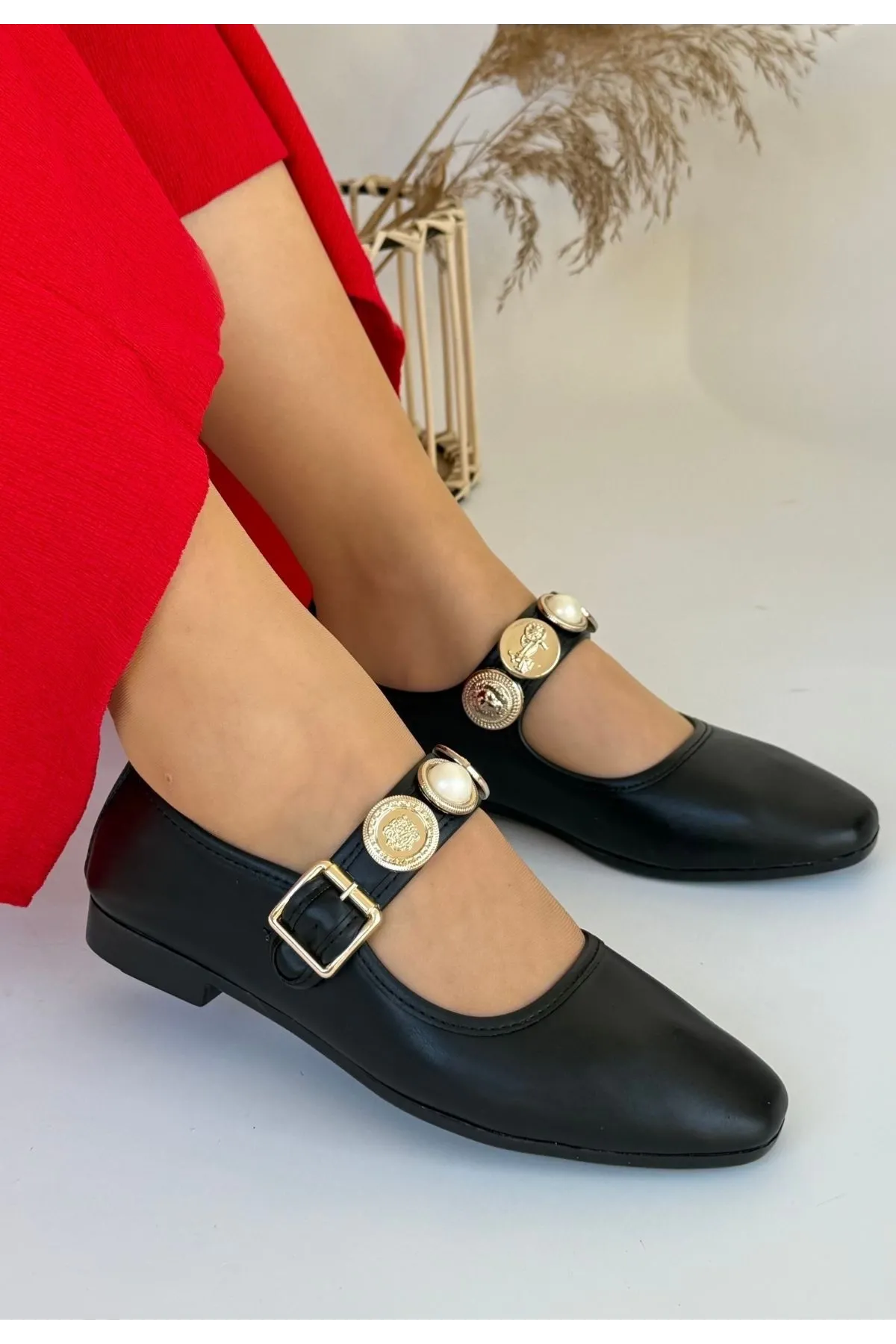 Koope Siyah Cilt Babet Ayakkabı