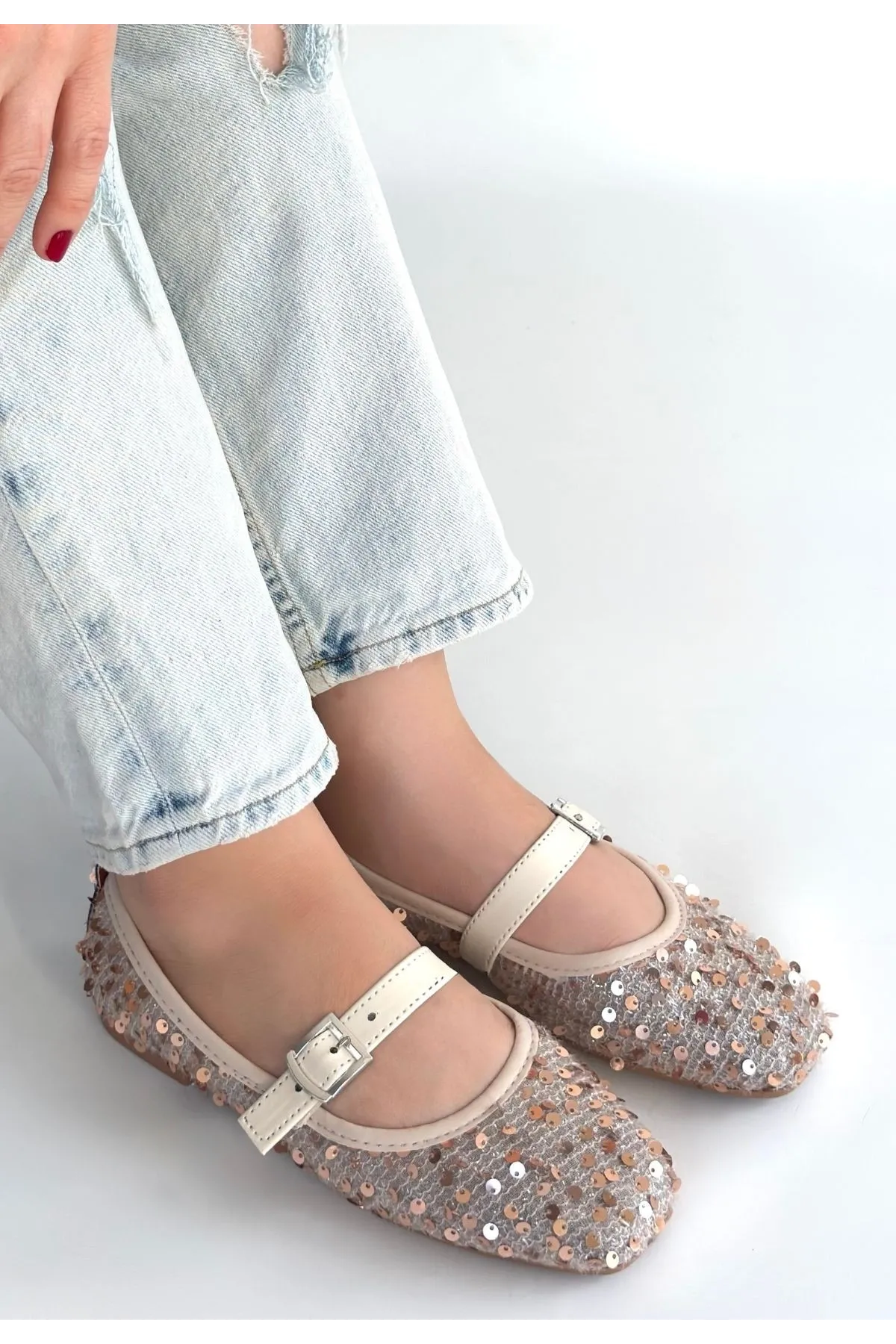 Moden Bej Süet Babet Ayakkabı