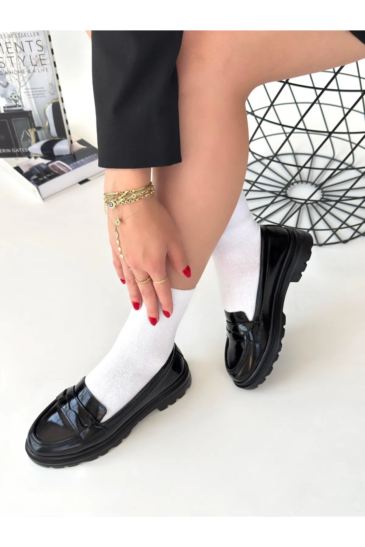 Narli Siyah Rugan Oxford Ayakkabı