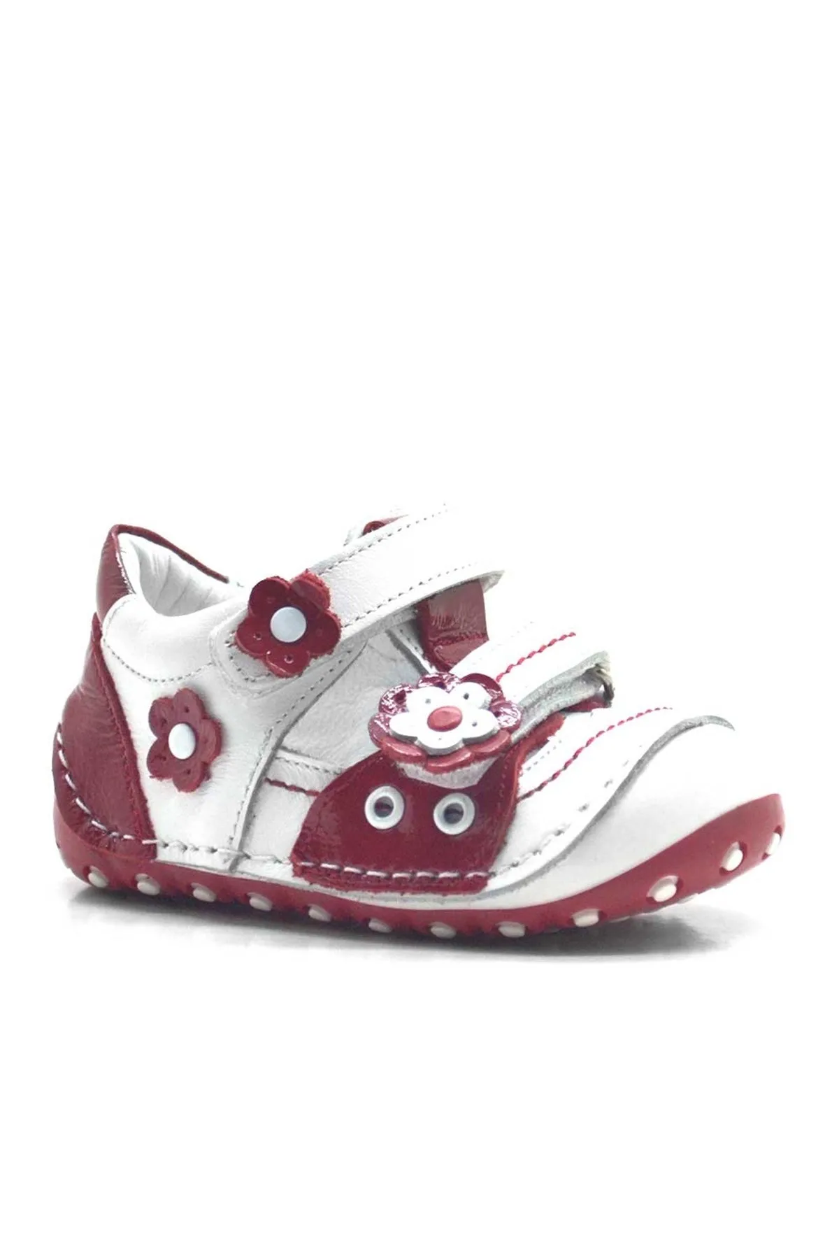 Nino Hakiki Deri Kırmızı Cırtlı Yazlık İlk Adım Ayakkabı