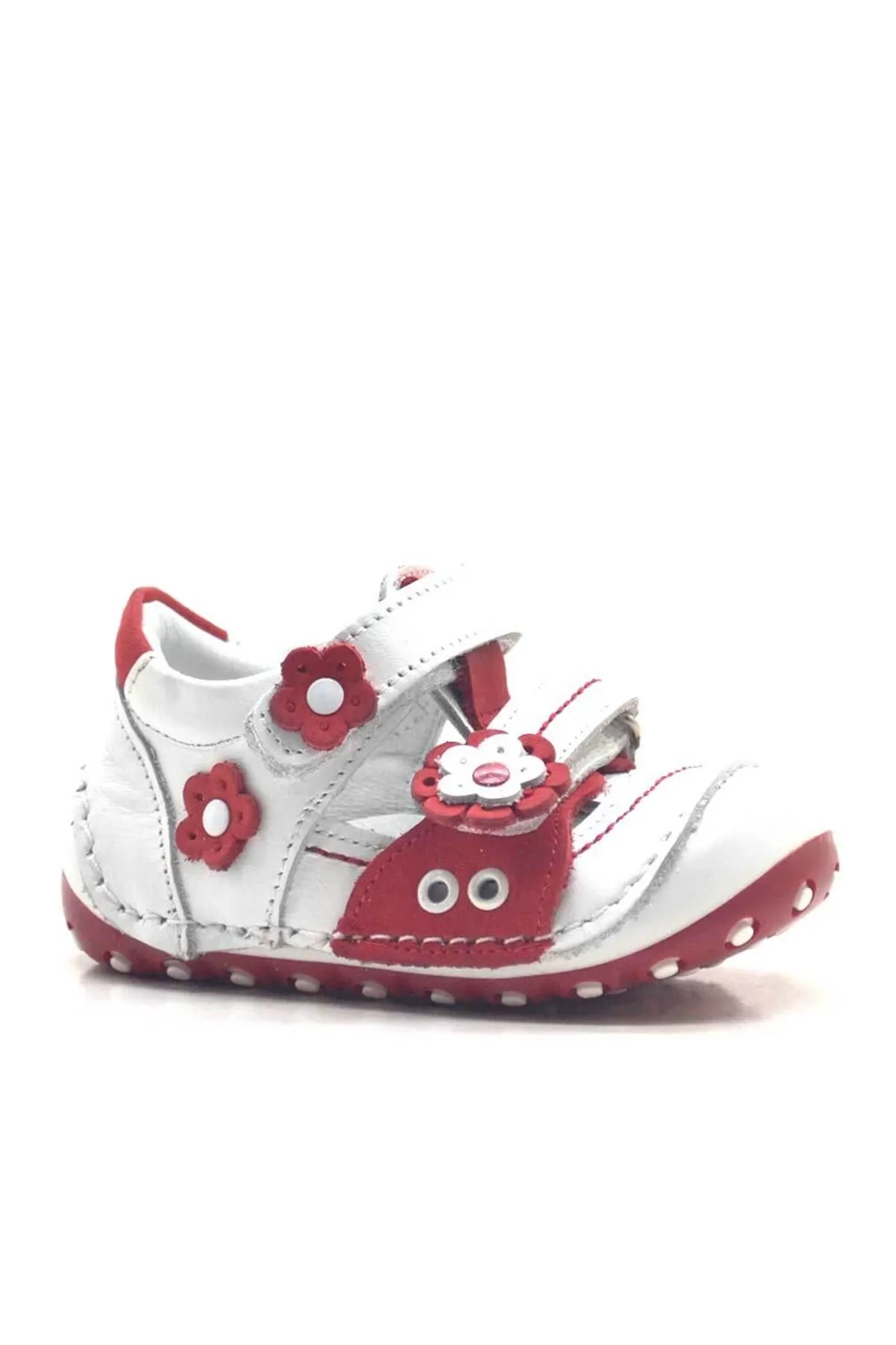 Nino Hakiki Deri Kırmızı Cırtlı Yazlık İlk Adım Ayakkabı