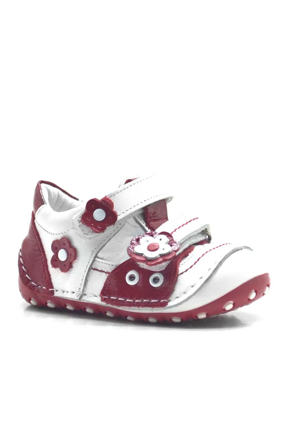 Nino Hakiki Deri Kırmızı Cırtlı Yazlık İlk Adım Ayakkabı