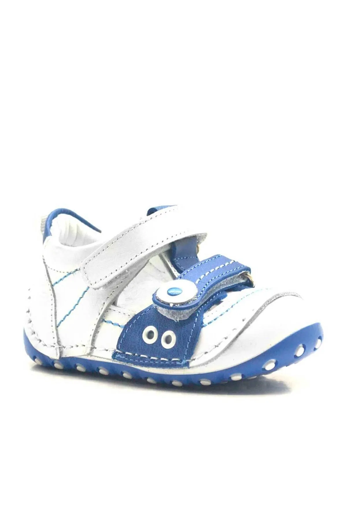 Nino Hakiki Deri Mavi Cırtlı Yazlık İlk Adım Ayakkabı