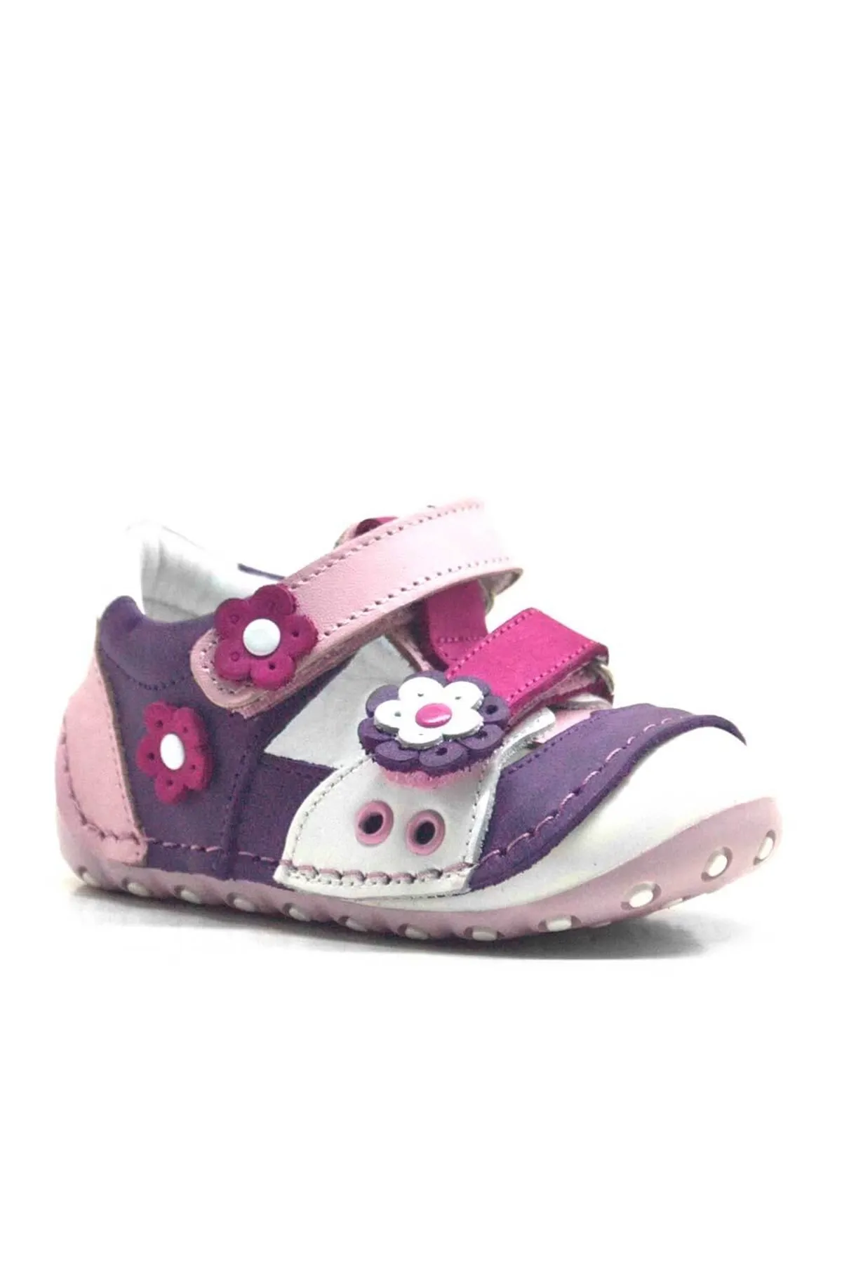 Nino Hakiki Deri Mor Pembe Cırtlı Yazlık İlk Adım Ayakkabı
