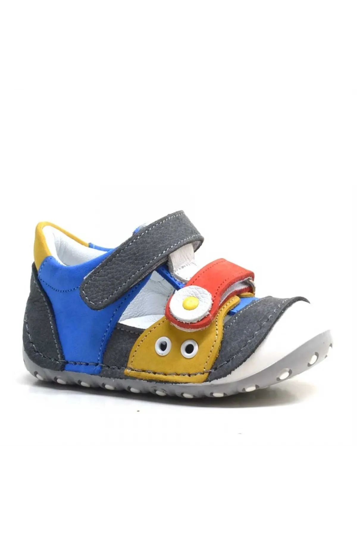 Nino Hakiki Deri Renkli Cırtlı Yazlık İlk Adım Ayakkabı