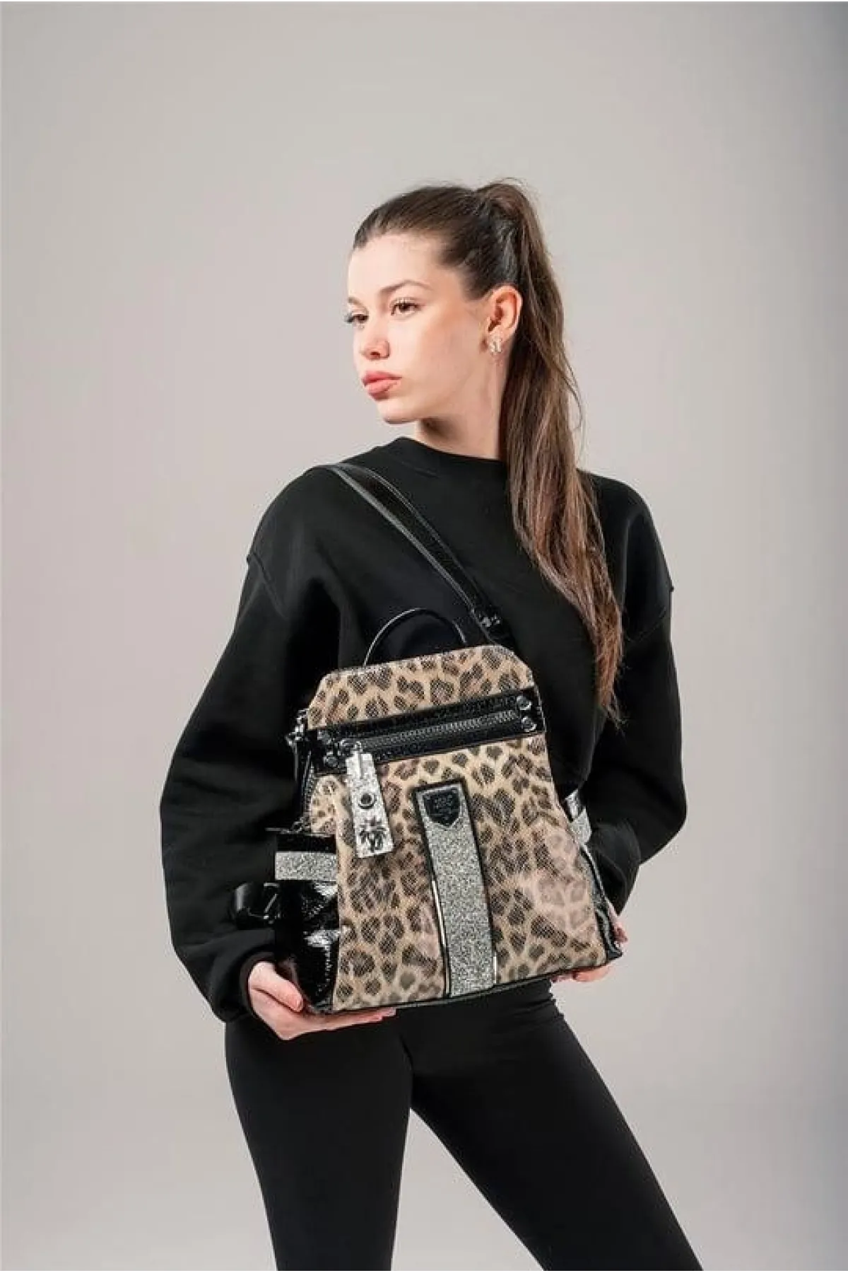 Poge Leopar Cilt Kol Ve Sırt Çantası