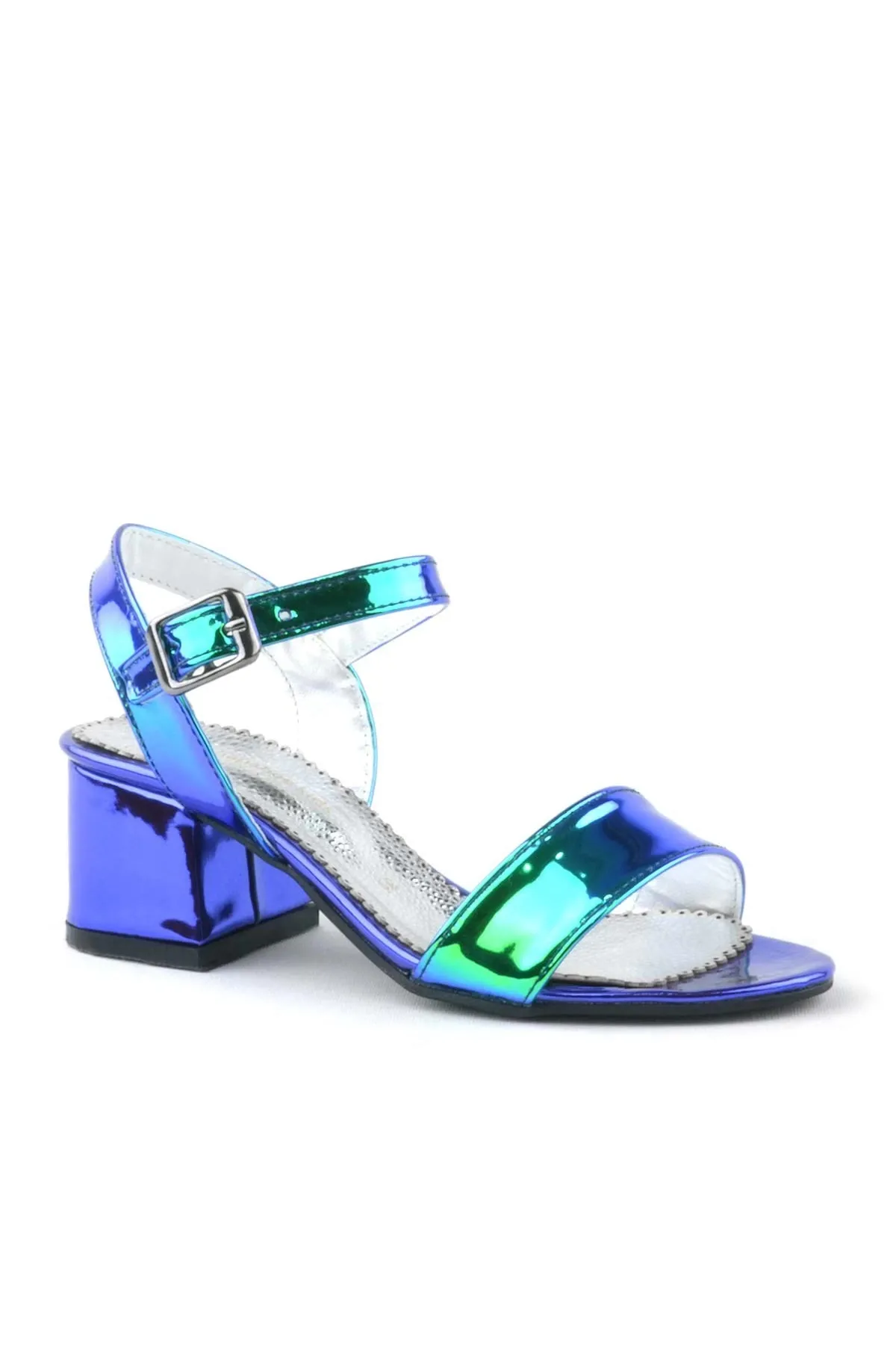 Pony Hologram Mor-yeşil Kalın Topuklu Kız Çocuk Abiye Ayakkabı