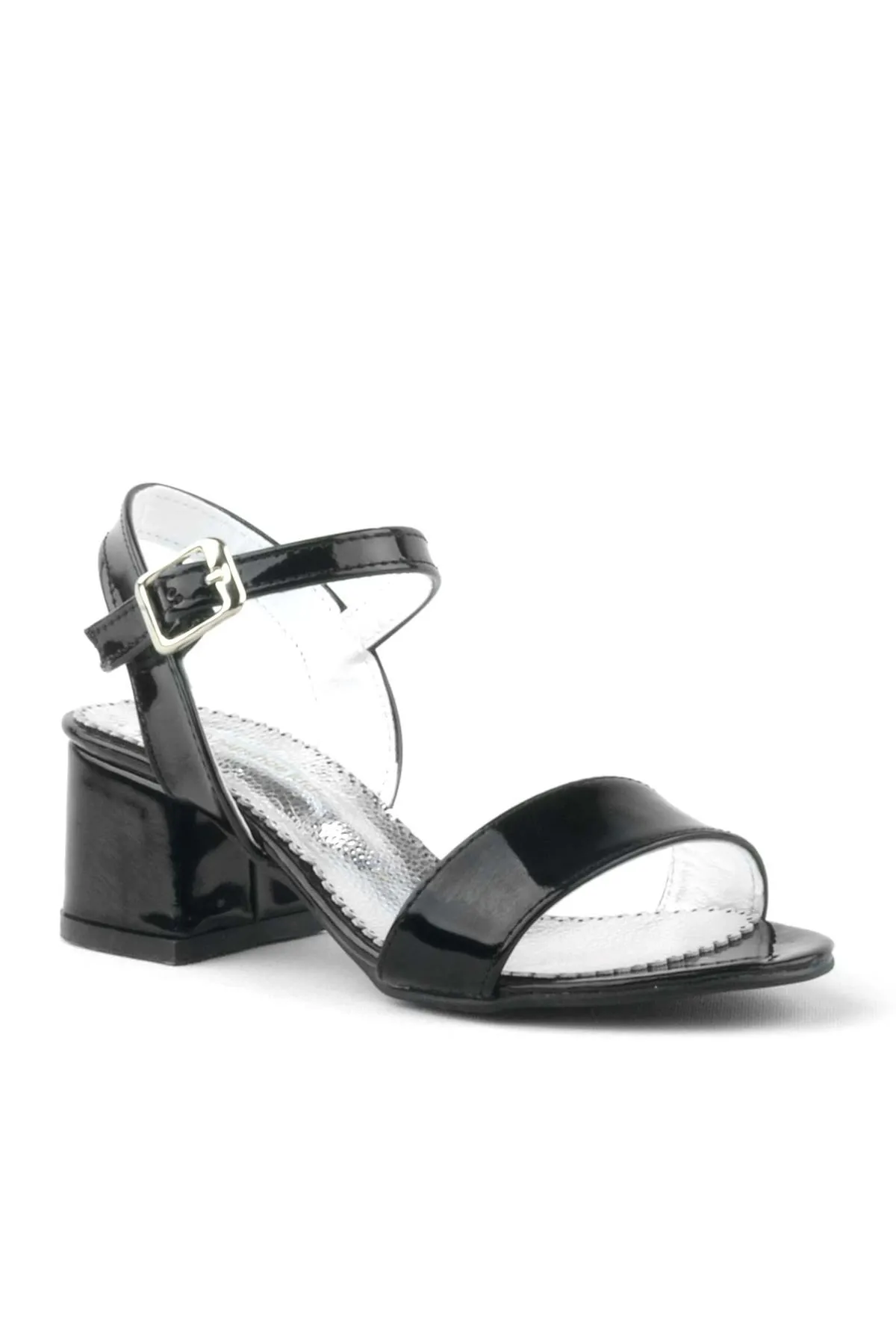 Pony Siyah Rugan Kalın Topuklu Kız Çocuk Abiye Ayakkabı