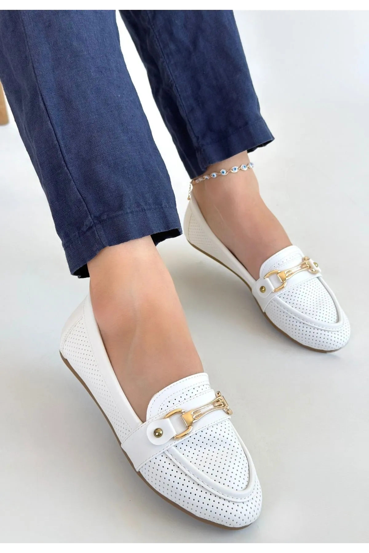Rain Beyaz Cilt Babet Ayakkabı