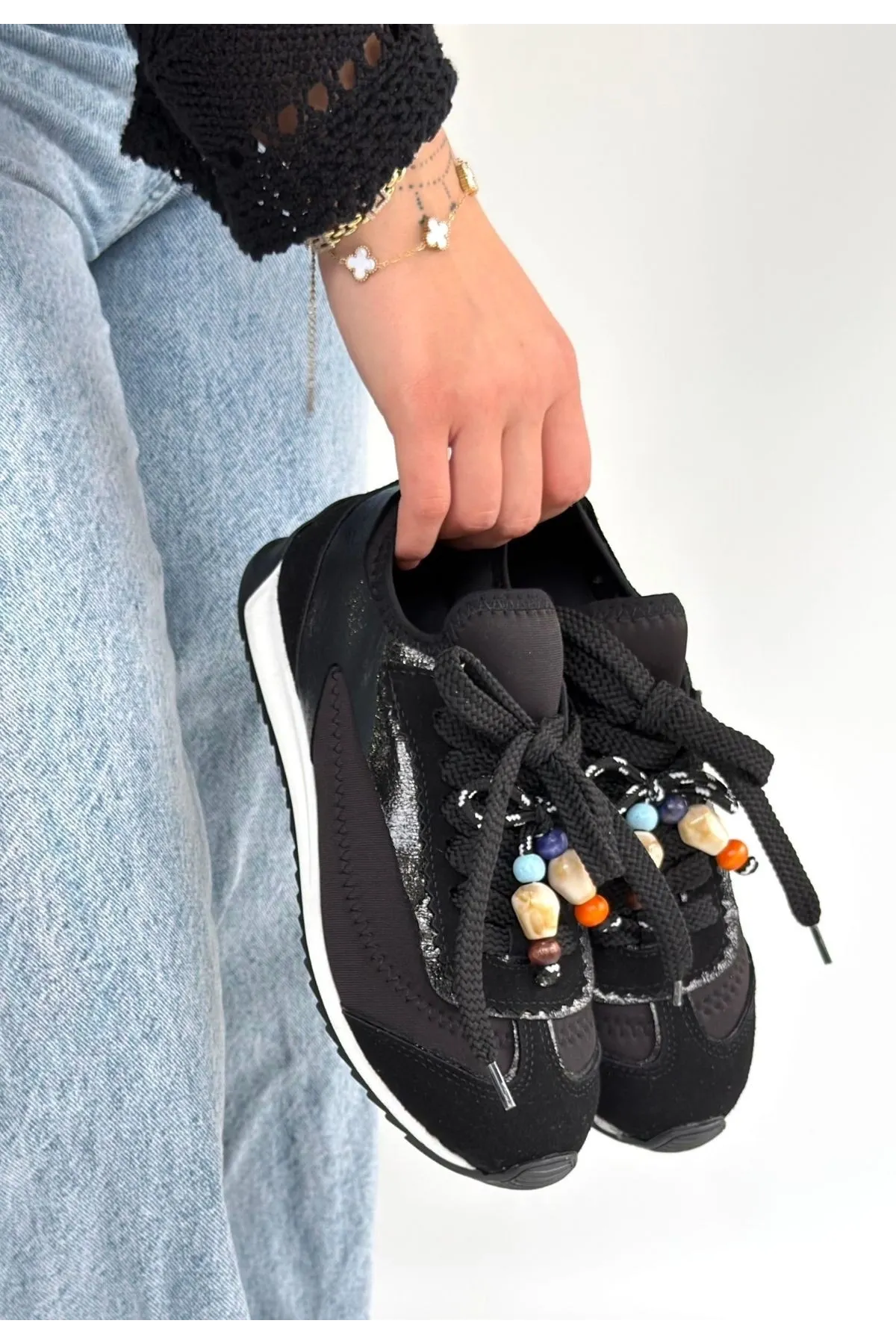 Riaf Siyah Cilt Bağcıklı Spor Ayakkabı