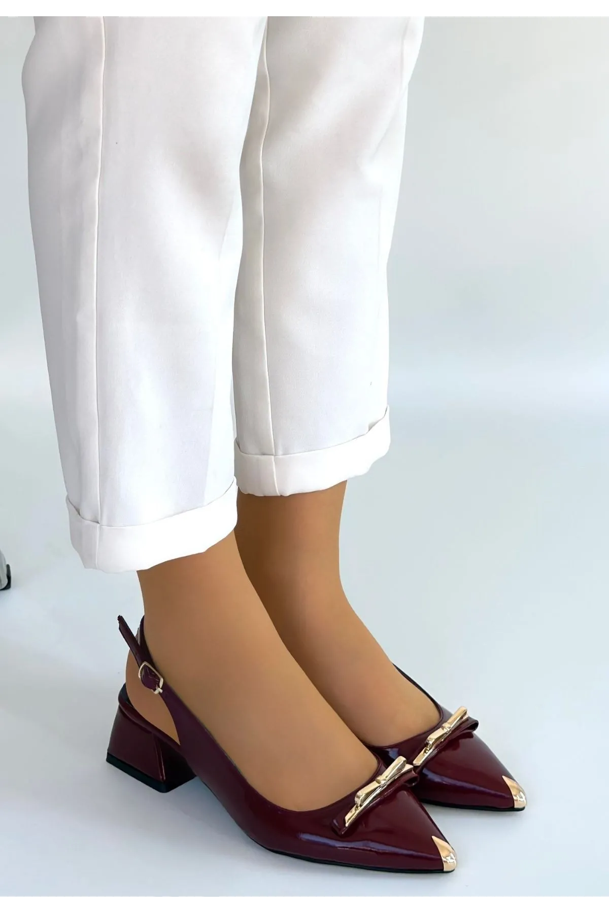 Ricy Bordo Rugan Topuklu Ayakkabı