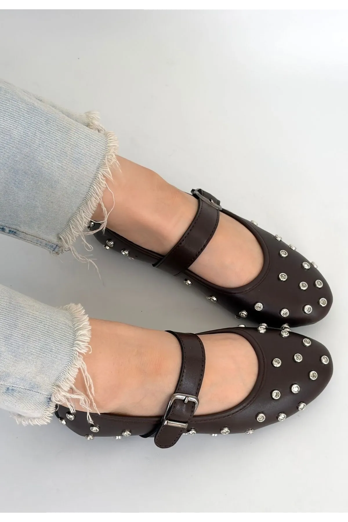 Ritta Kahverengi Cilt Kemerli Babet Ayakkabı