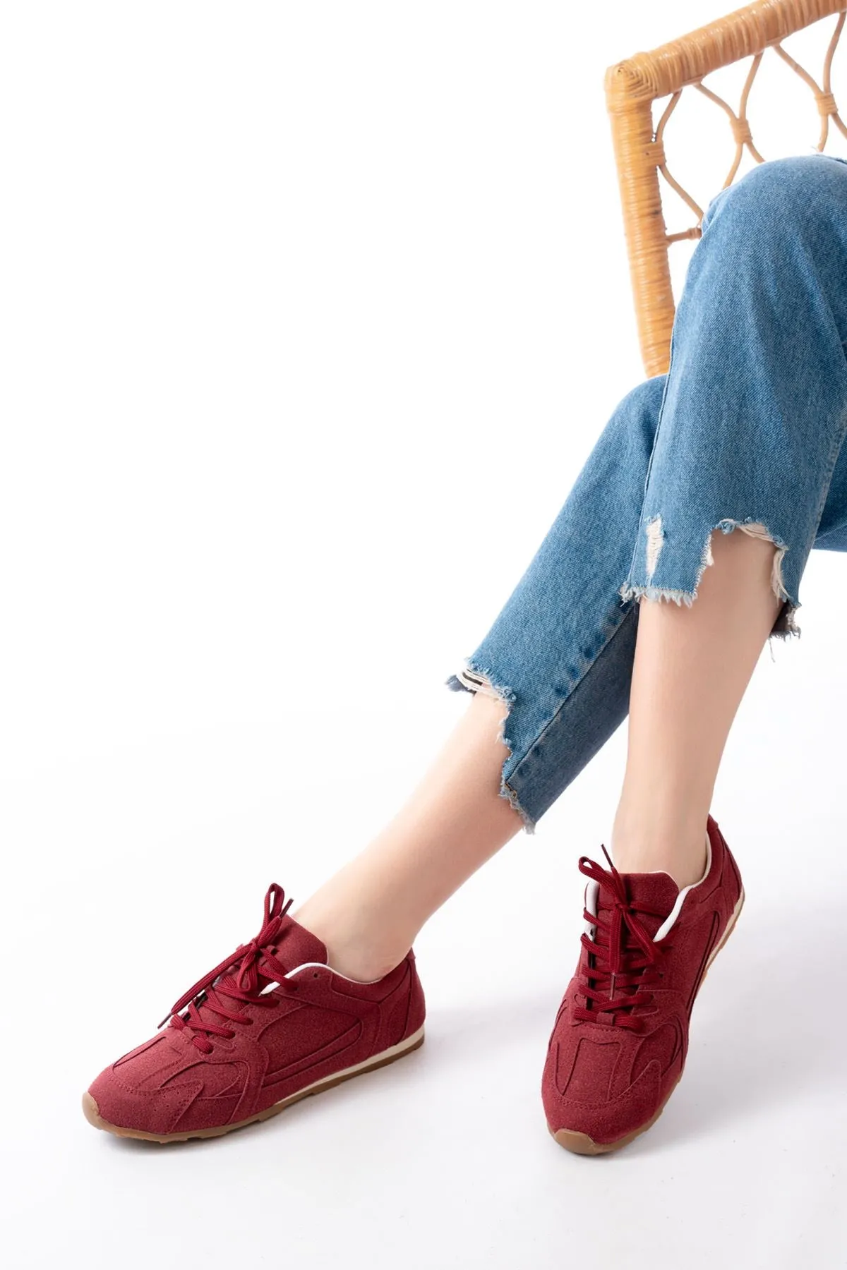 Rs-01 Bordo Süet İnce Taban Günlük Spor Ayakkabı