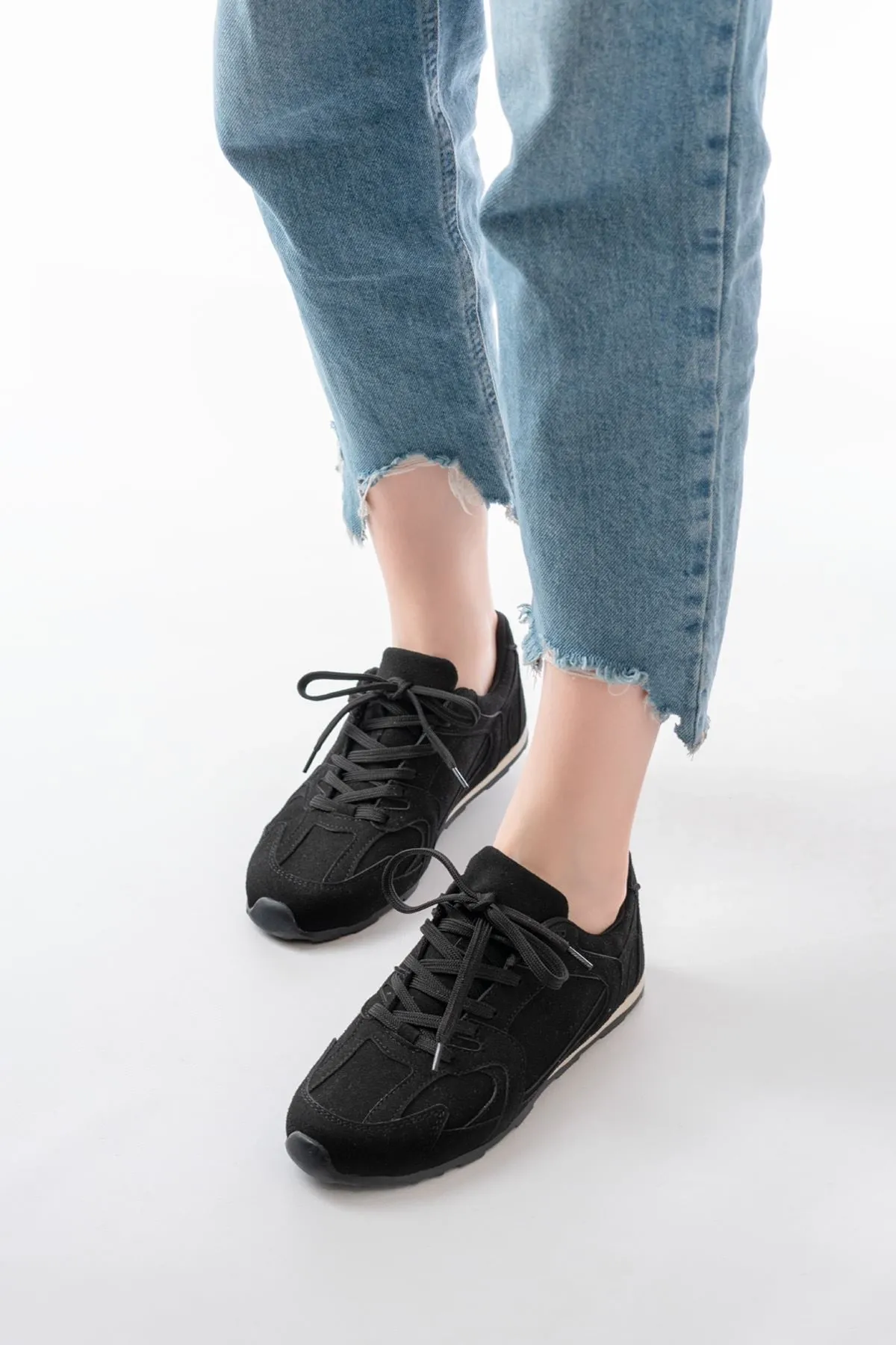 Rs-01 Siyah Süet İnce Taban Günlük Spor Ayakkabı