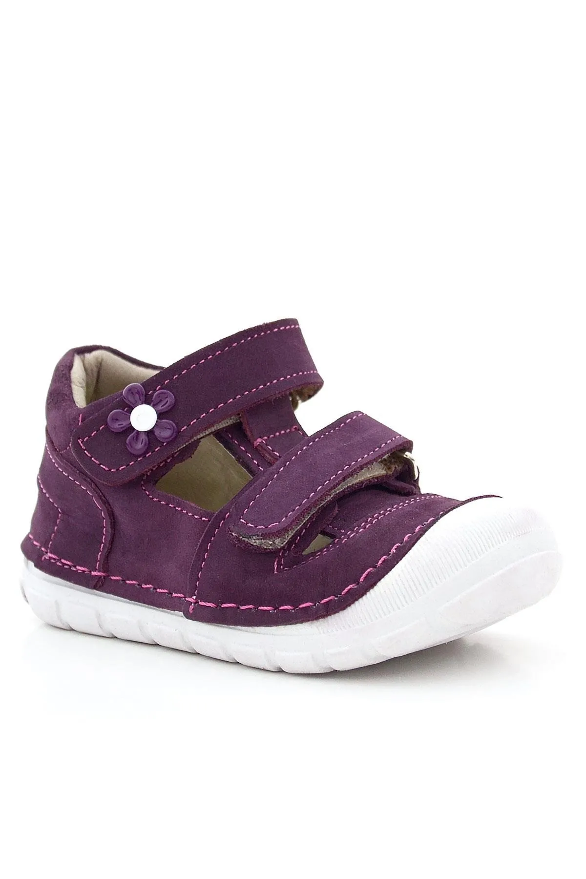 Ruby Hakiki Deri Mor Çiçek Detaylı İlk Adım Ayakkabısı
