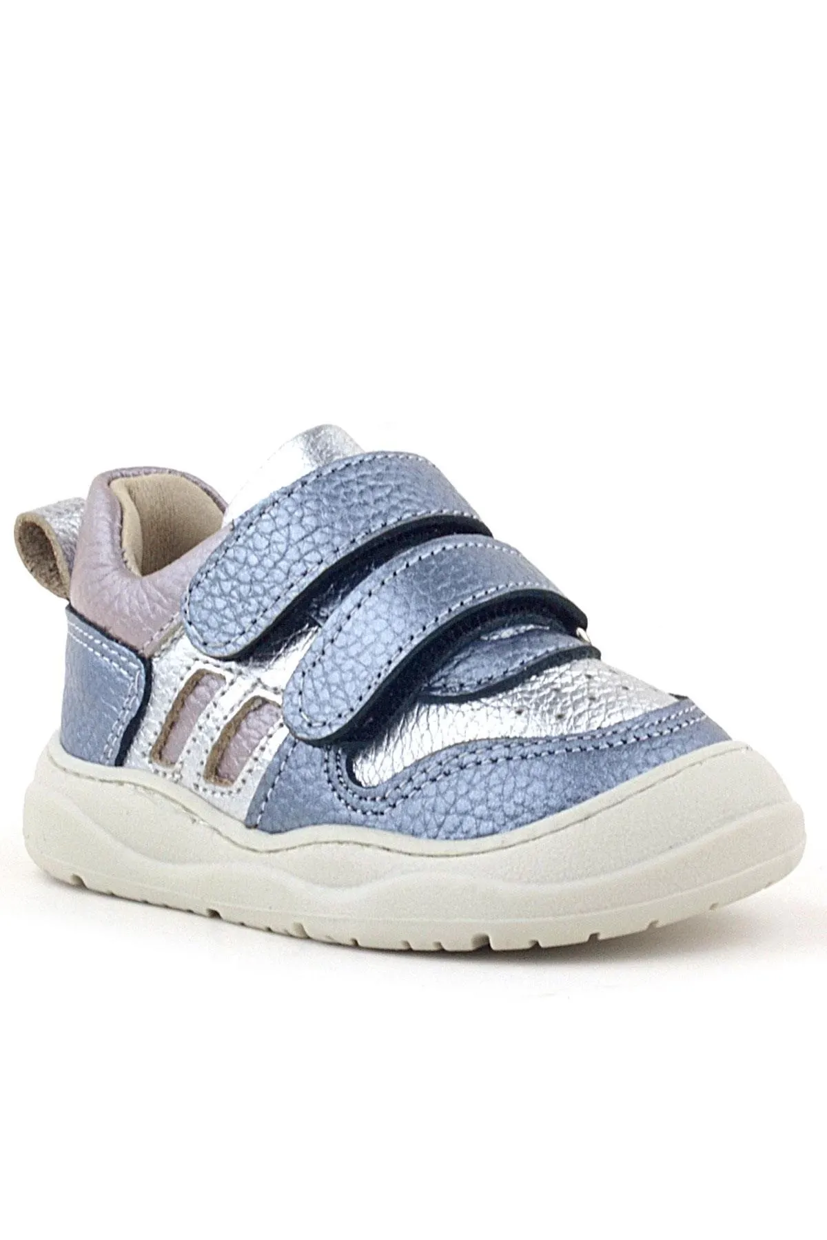 Schaggy Hakiki Deri Metalik Mavi Gümüş Bebek Spor Ayakkabı
