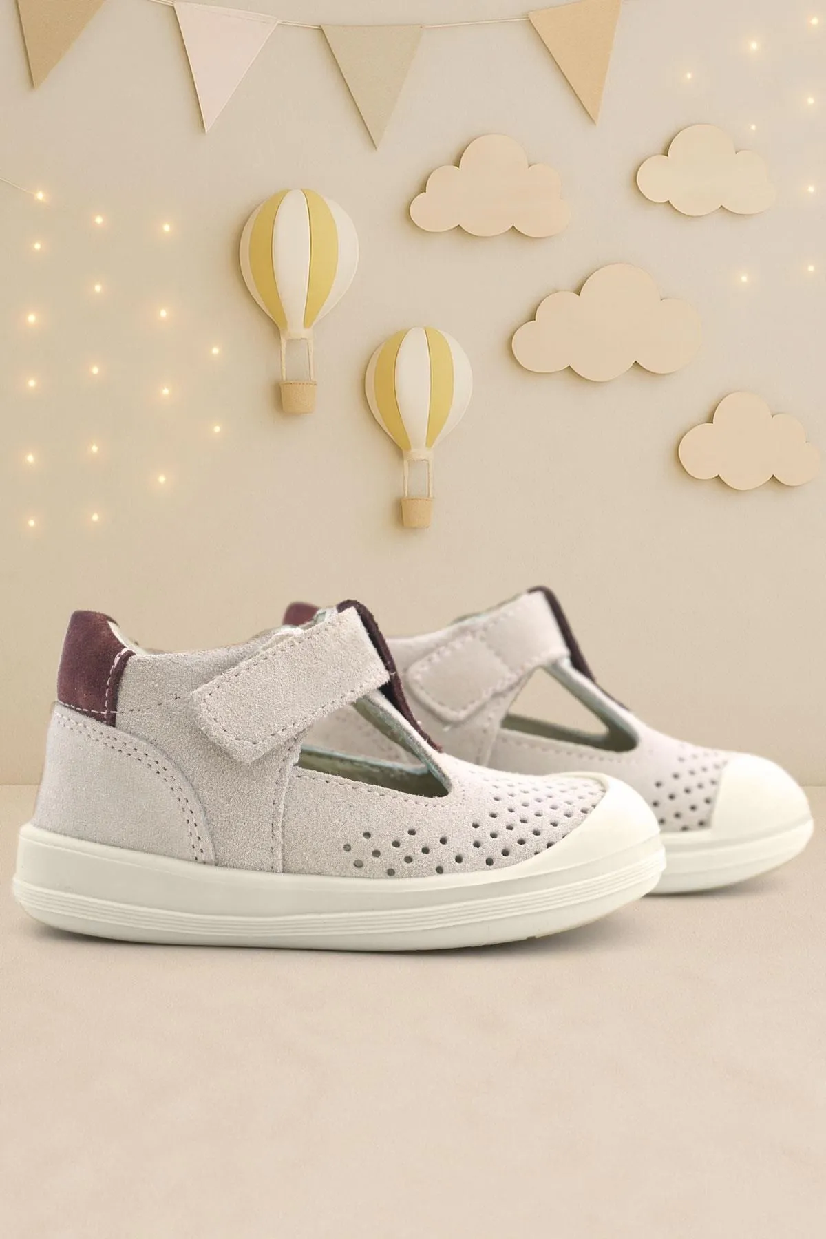 Shaun Hakiki Deri Lila Mor Cırtlı Anatomik Bebek Sandalet