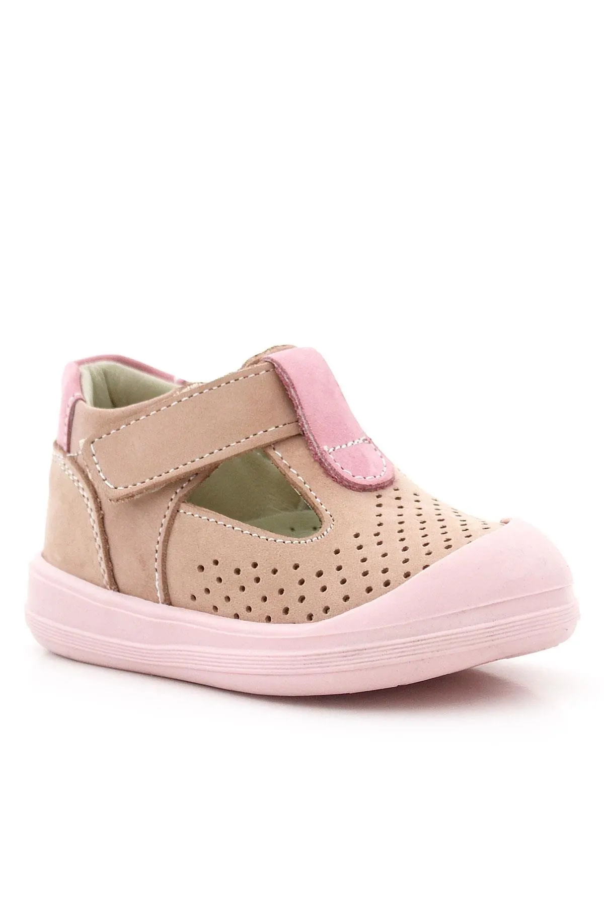 Shaun Hakiki Deri Pudra Pembe Cırtlı Anatomik Bebek Sandalet