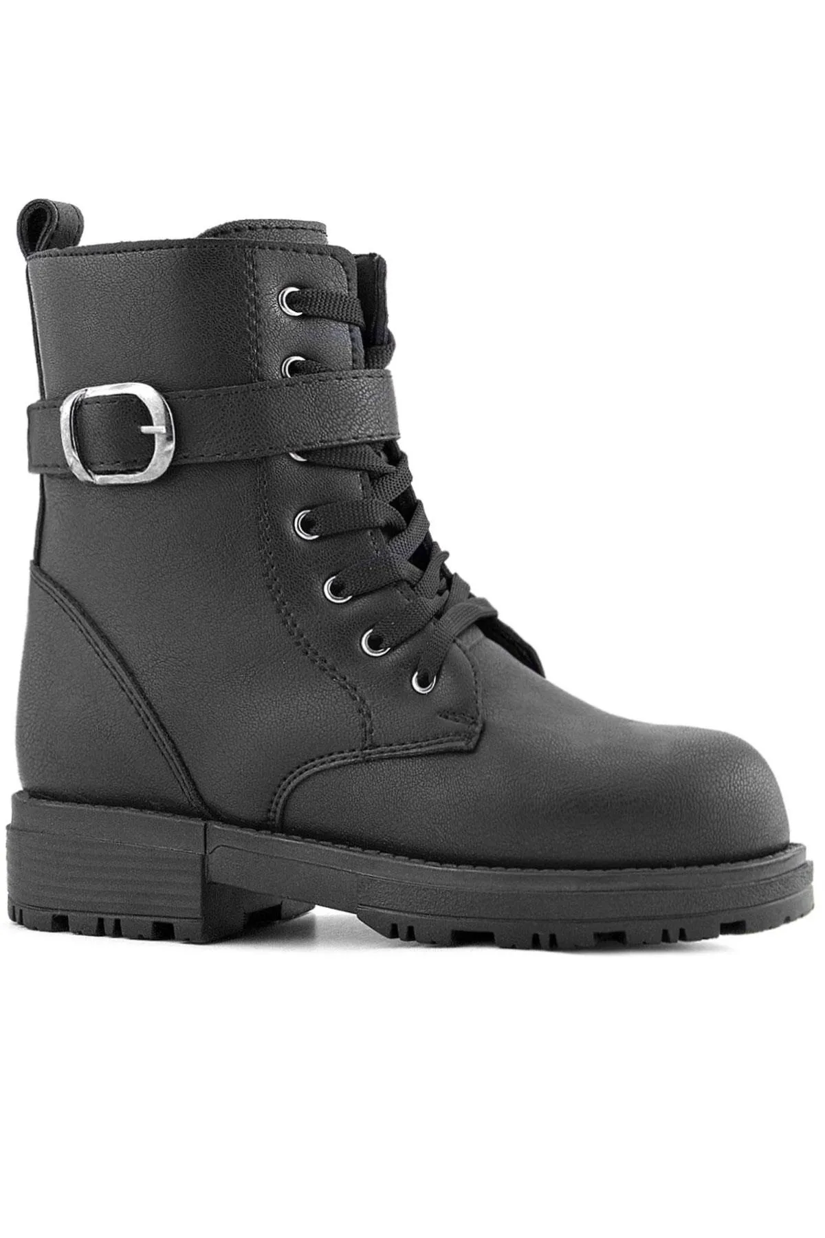 Siyah Fermuarlı Bağcıklı Kışlık Kız Çocuk Bot