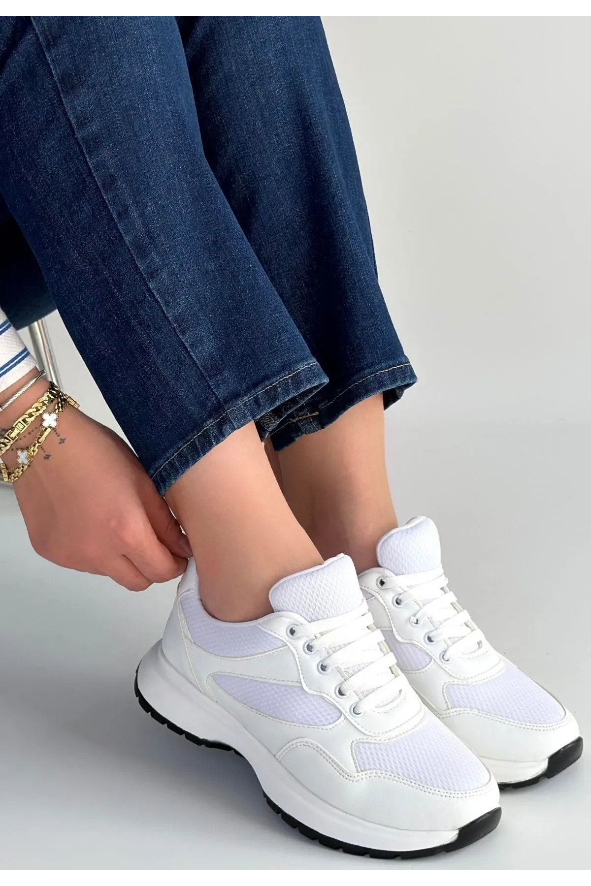 Slar Beyaz Cilt Spor Ayakkabı
