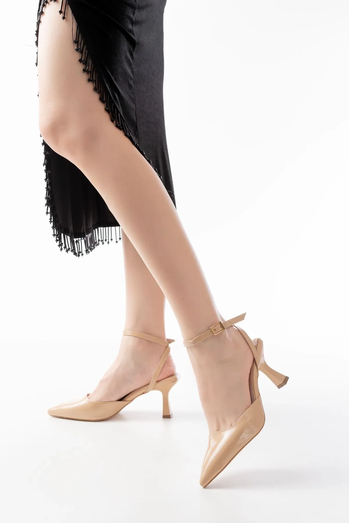 St-004 Nut Rugan Günlük 7 Cm Topuklu Bayan Ayakkabı