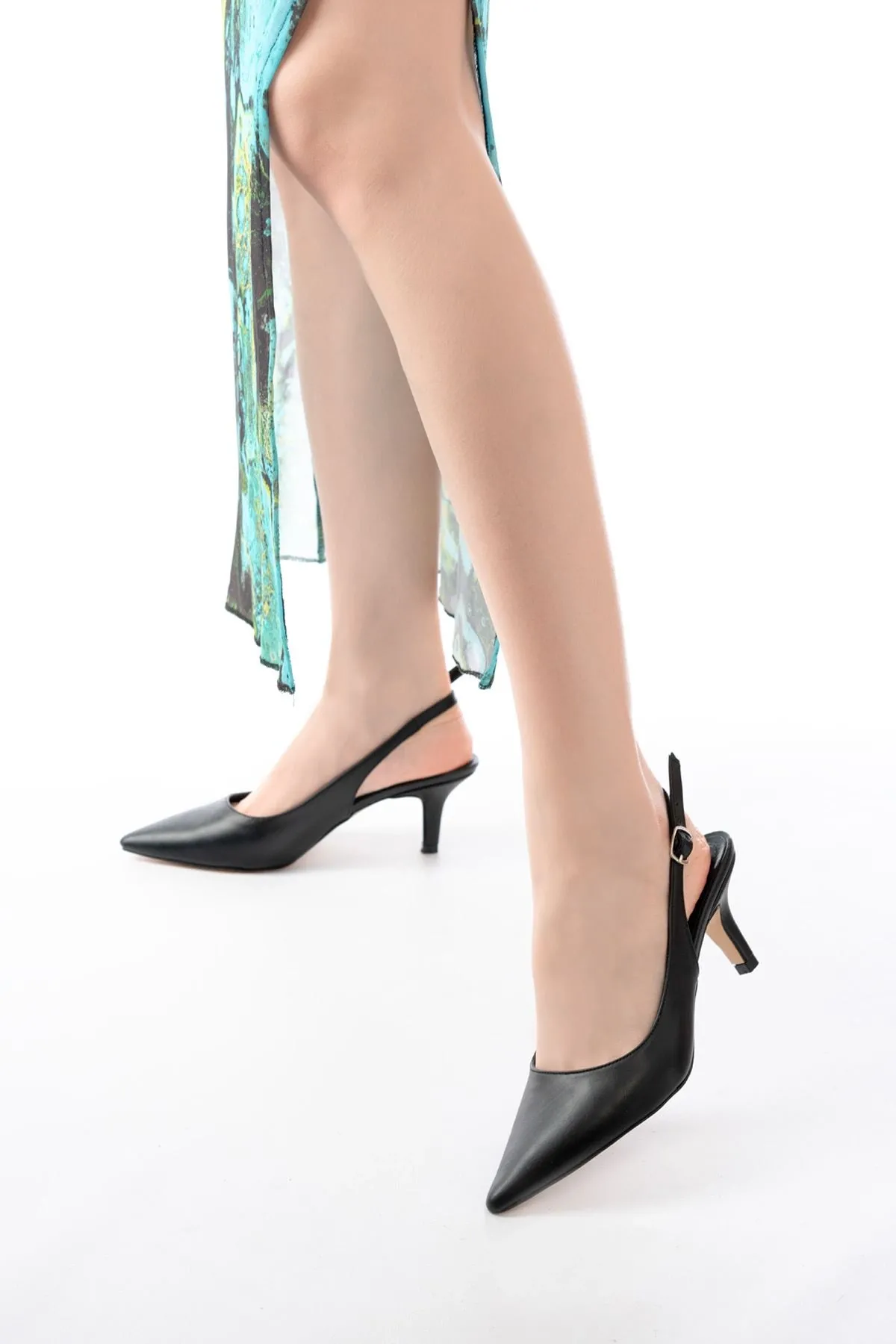 St-1152 Siyah Günlük 7 Cm Topuklu Kadın Ayakkabı