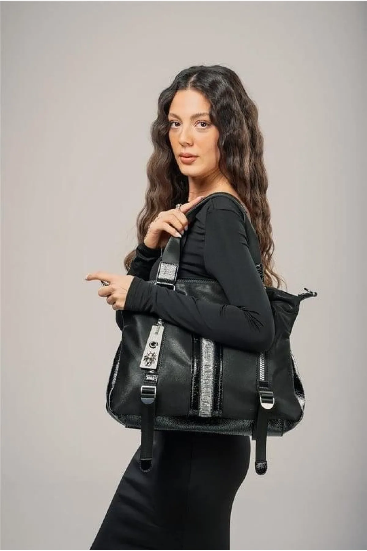 Toja Siyah Cilt Kol Ve Omuz Çantası