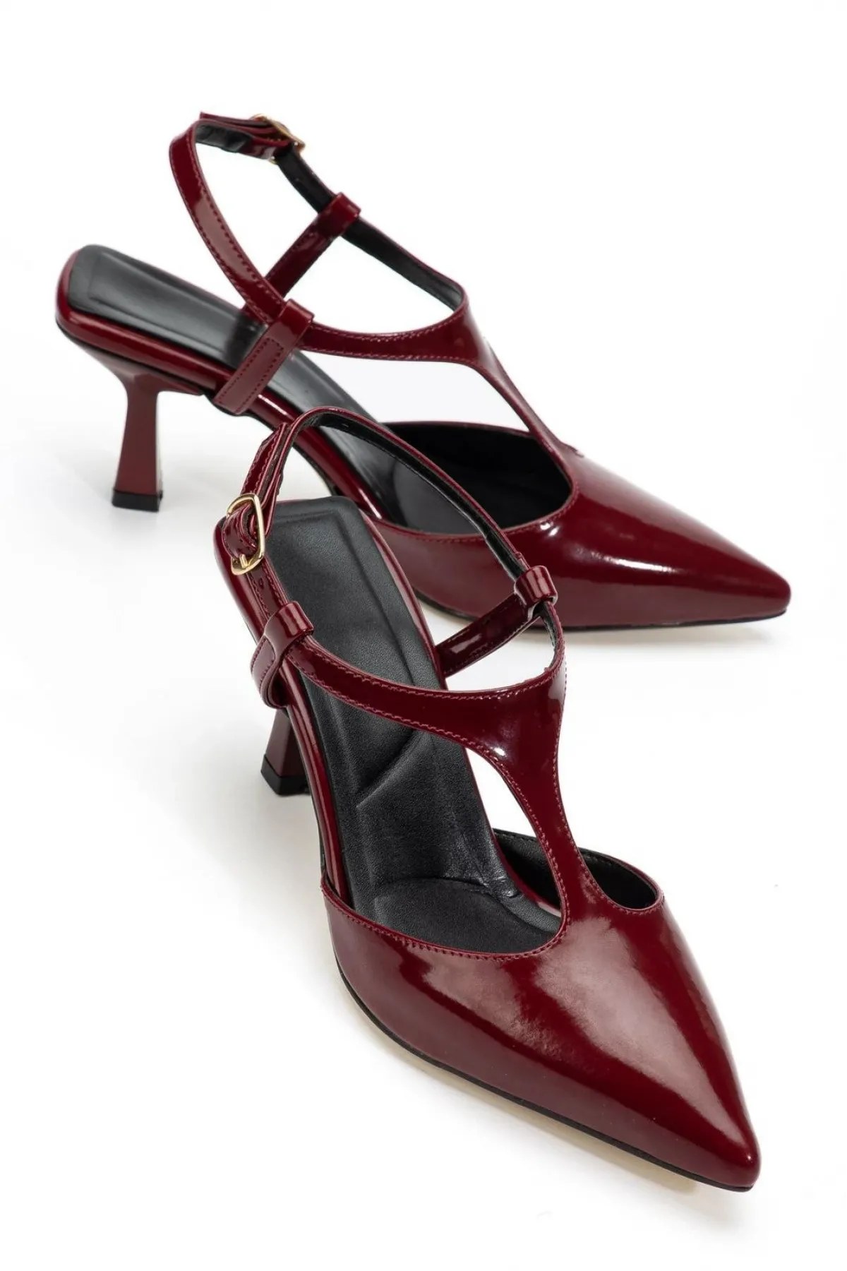 Tula Bordo Rugan Topuklu Ayakkabı