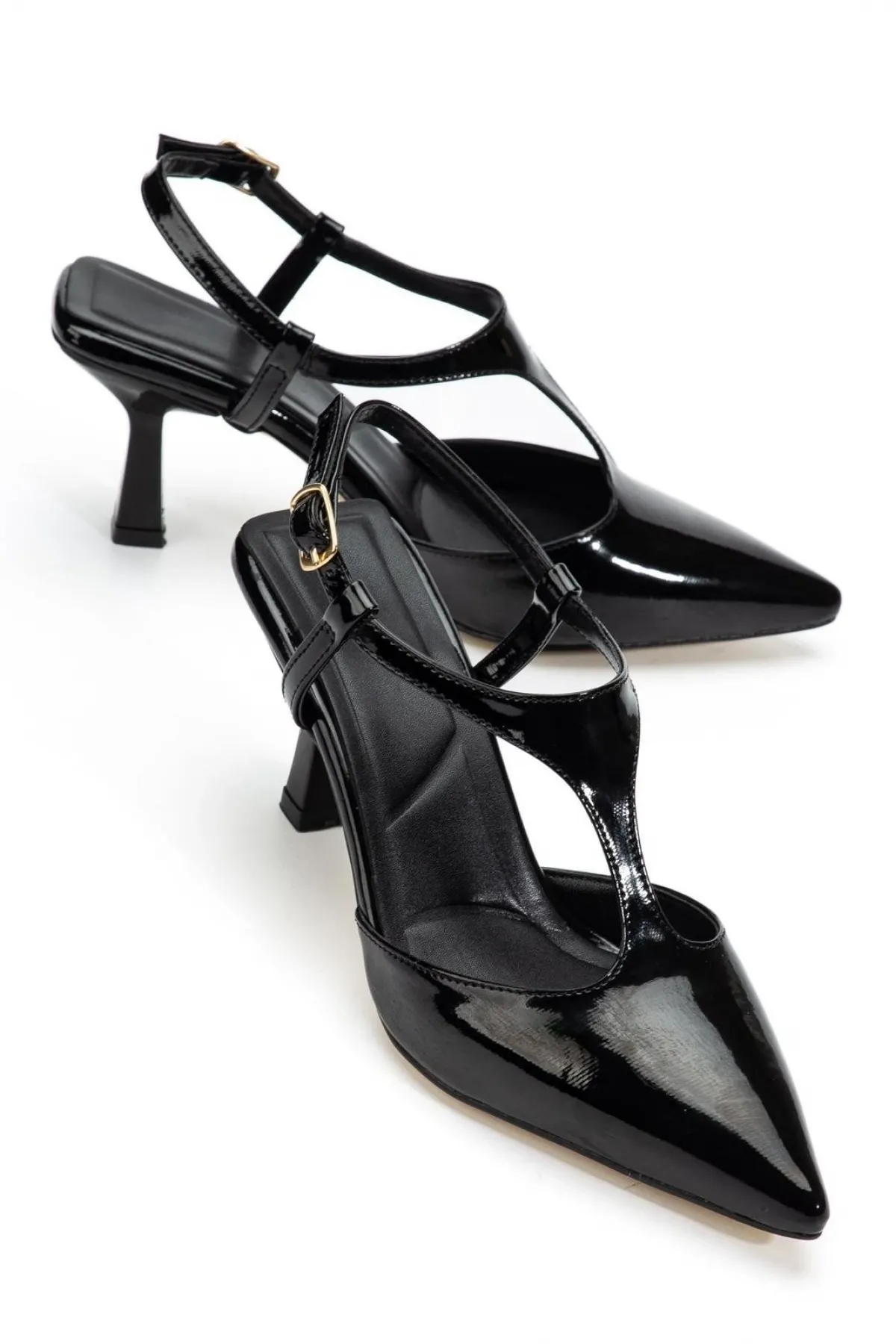 Tula Siyah Rugan Topuklu Ayakkabı