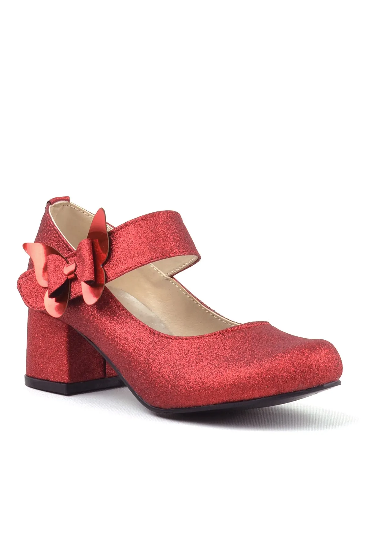 Winx Kırmızı Işıltılı Kelebekli Kız Çocuk Topuklu Ayakkabı
