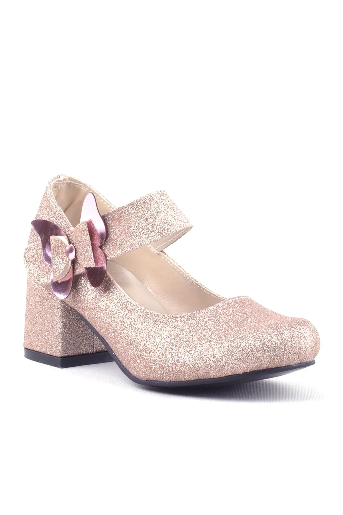 Winx Pudra Işıltılı Kelebekli Kız Çocuk Topuklu Ayakkabı