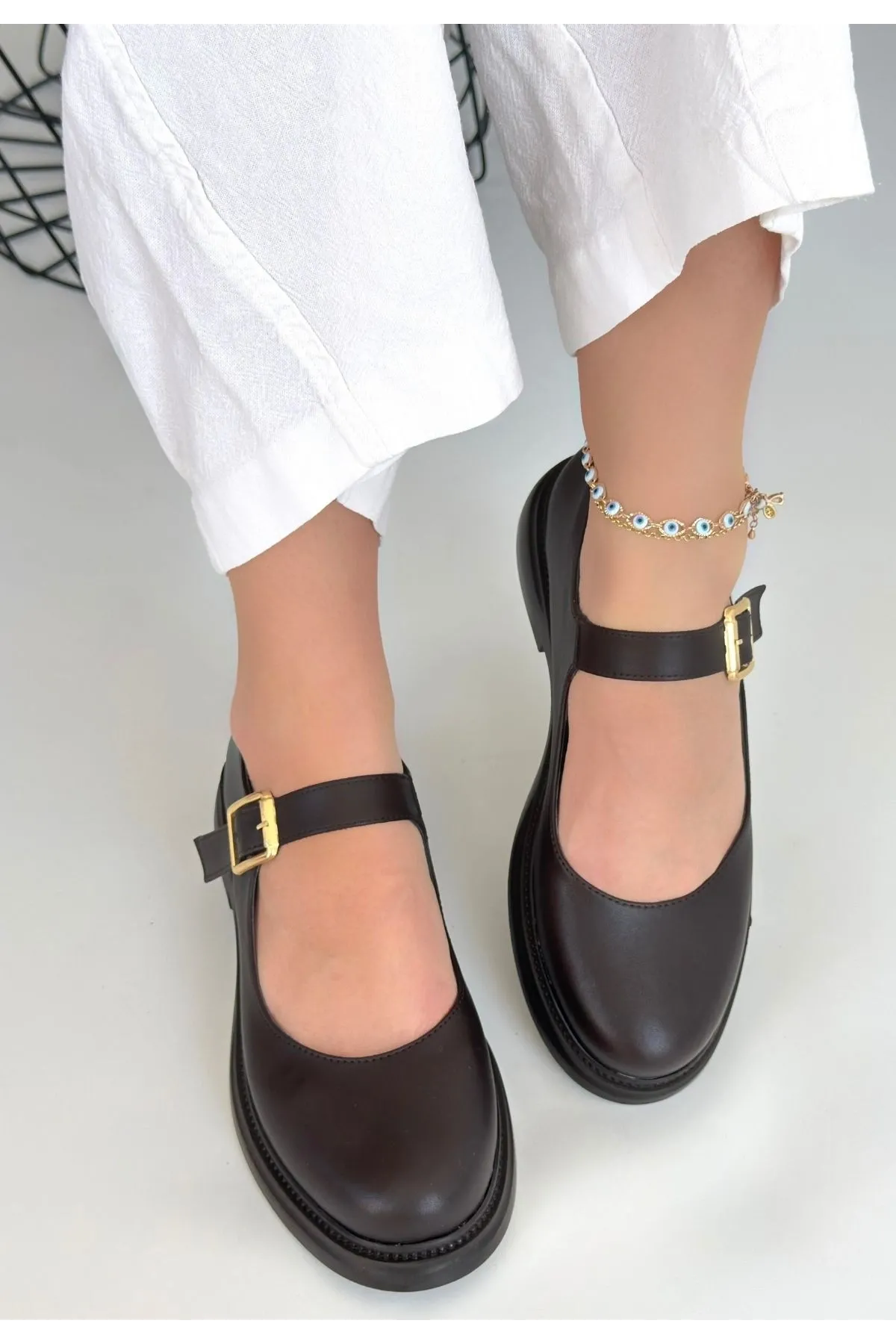 Yokox Kahverengi Cilt Oxford Ayakkabı