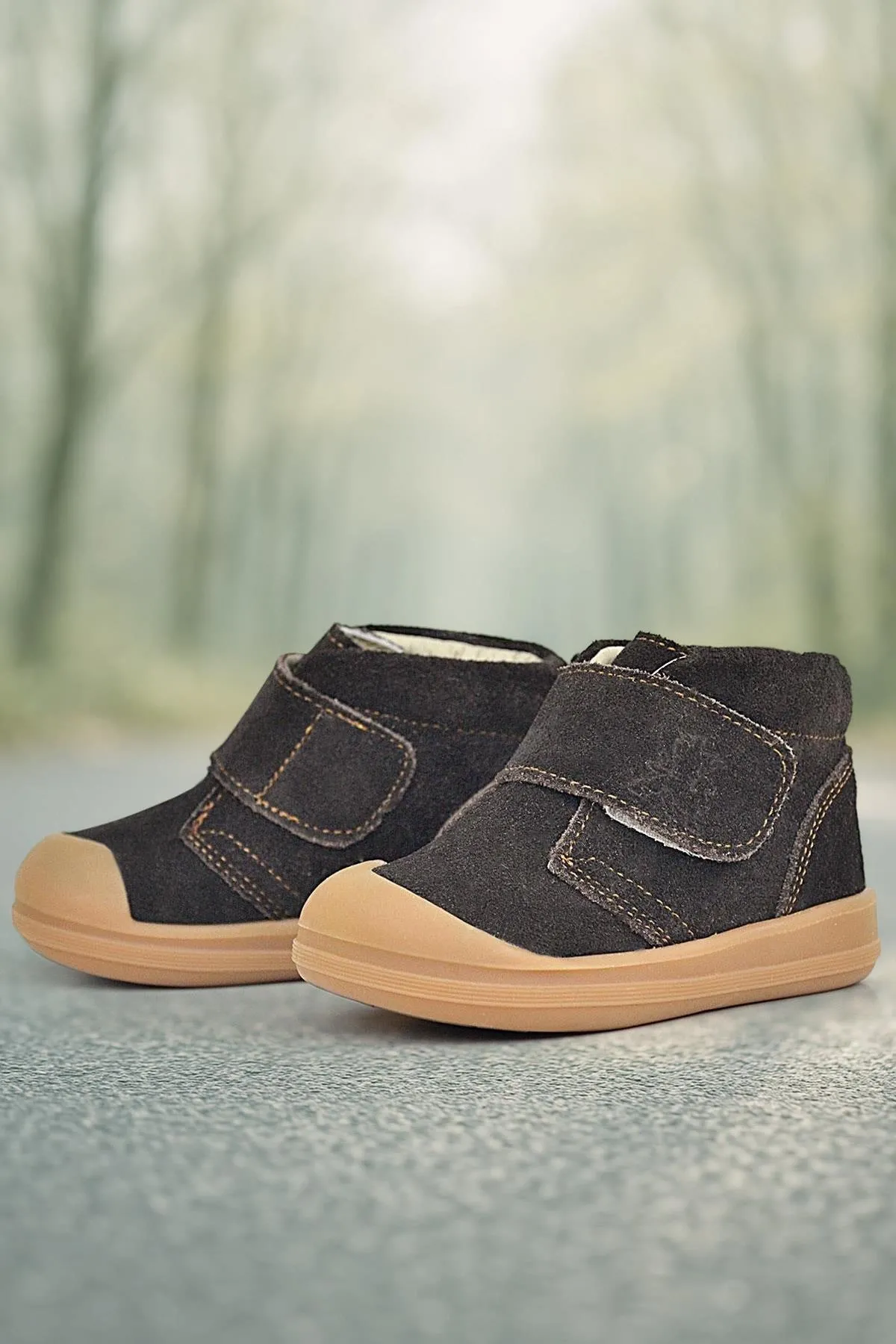 Yoohoo Hakiki Deri Kahverengi Cırtlı Unisex Bebek Bot