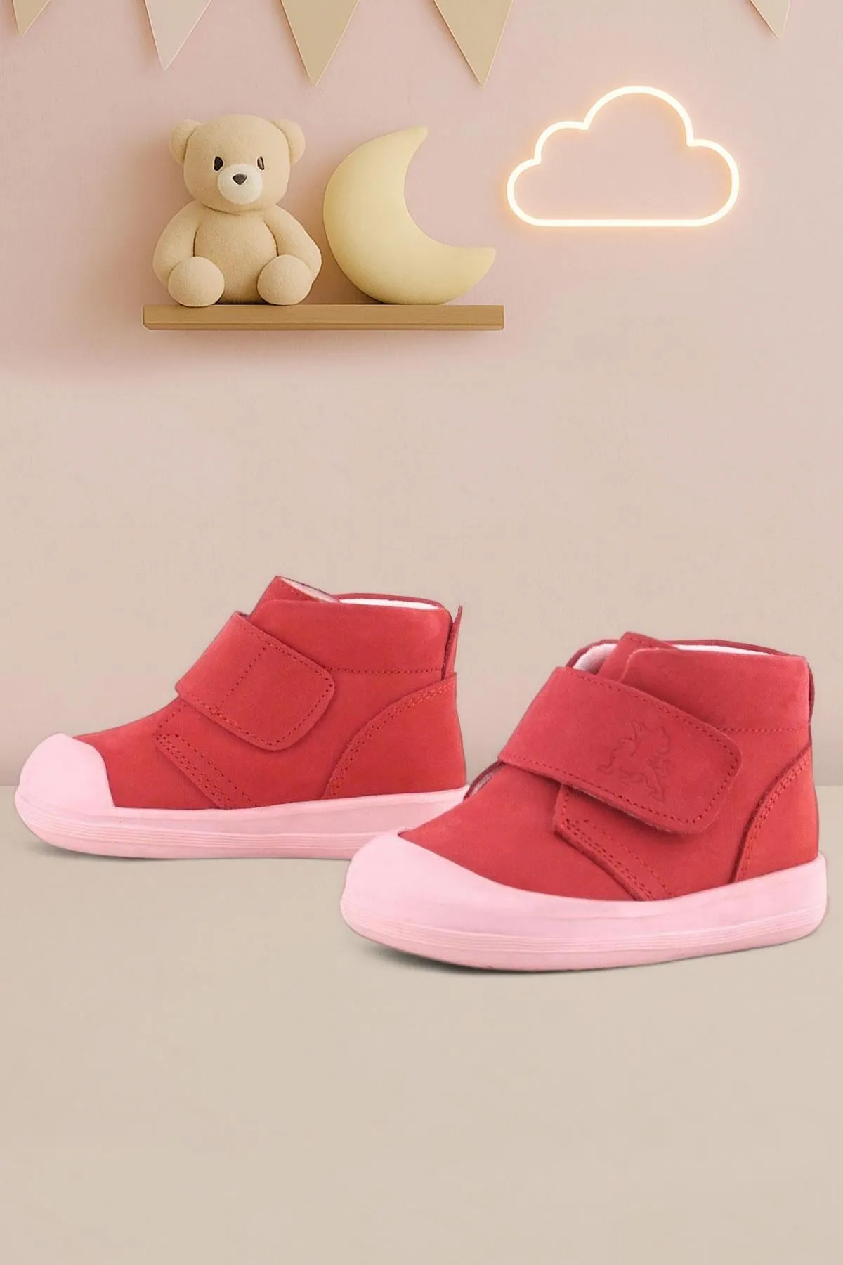Yoohoo Hakiki Deri Nar Çiçeği Pembe Cırtlı Kız Bebek Bot
