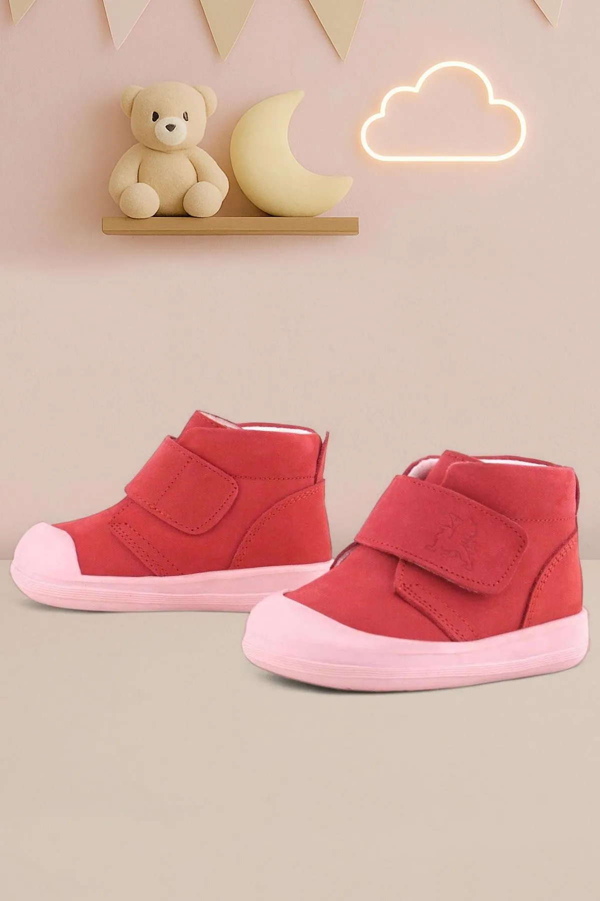 Yoohoo Hakiki Deri Nar Çiçeği Pembe Cırtlı Kız Bebek Bot