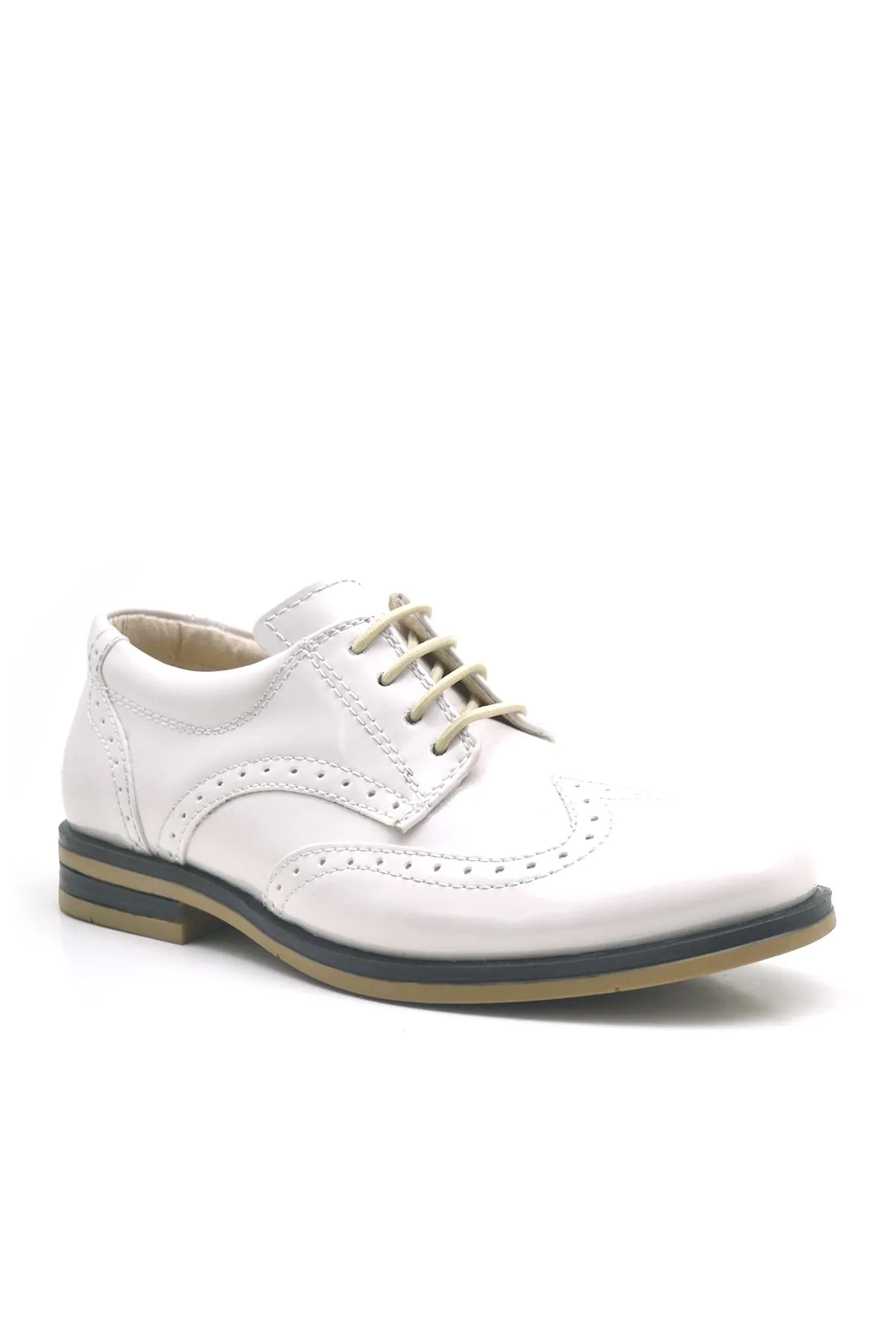 Bej Rugan Bağcıklı Klasik Erkek Çocuk Ayakkabı