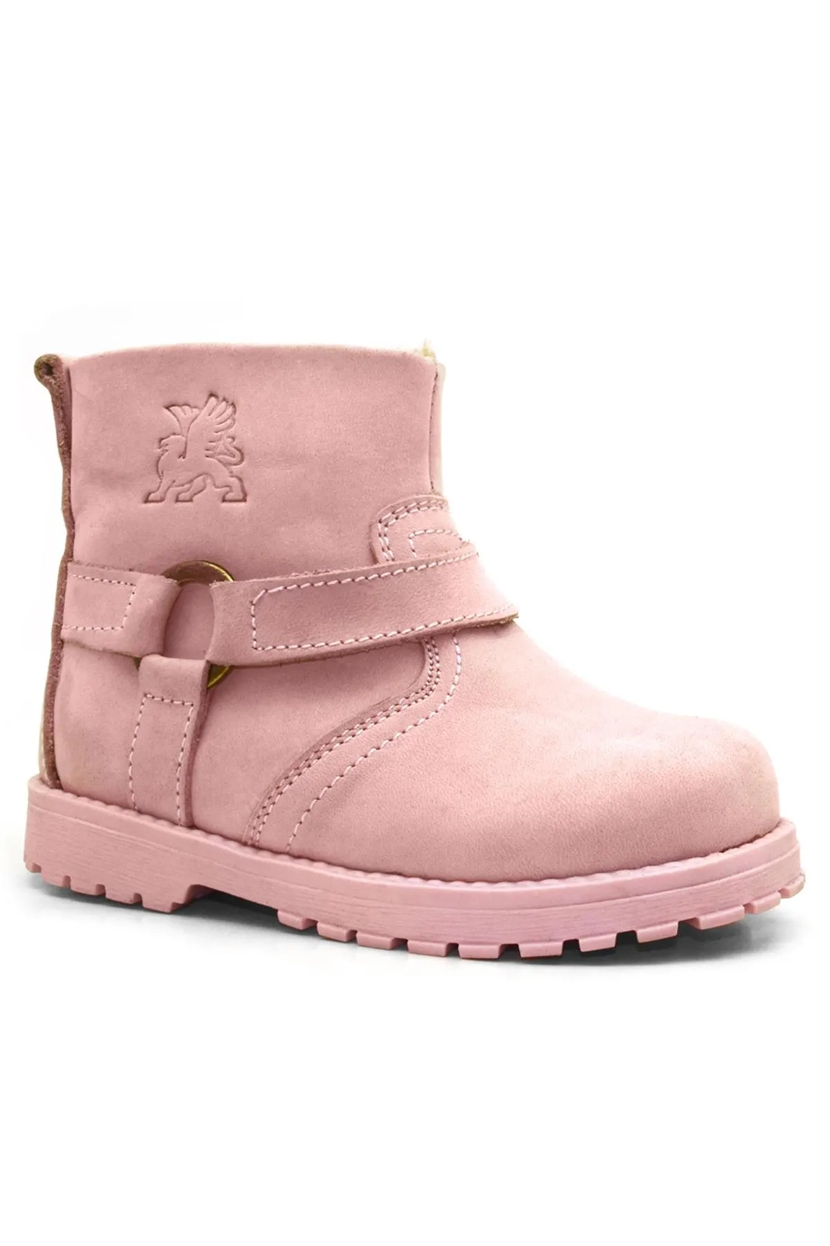 Chiron Hakiki Deri Pembe Fermuarlı Kız Bebek Bot