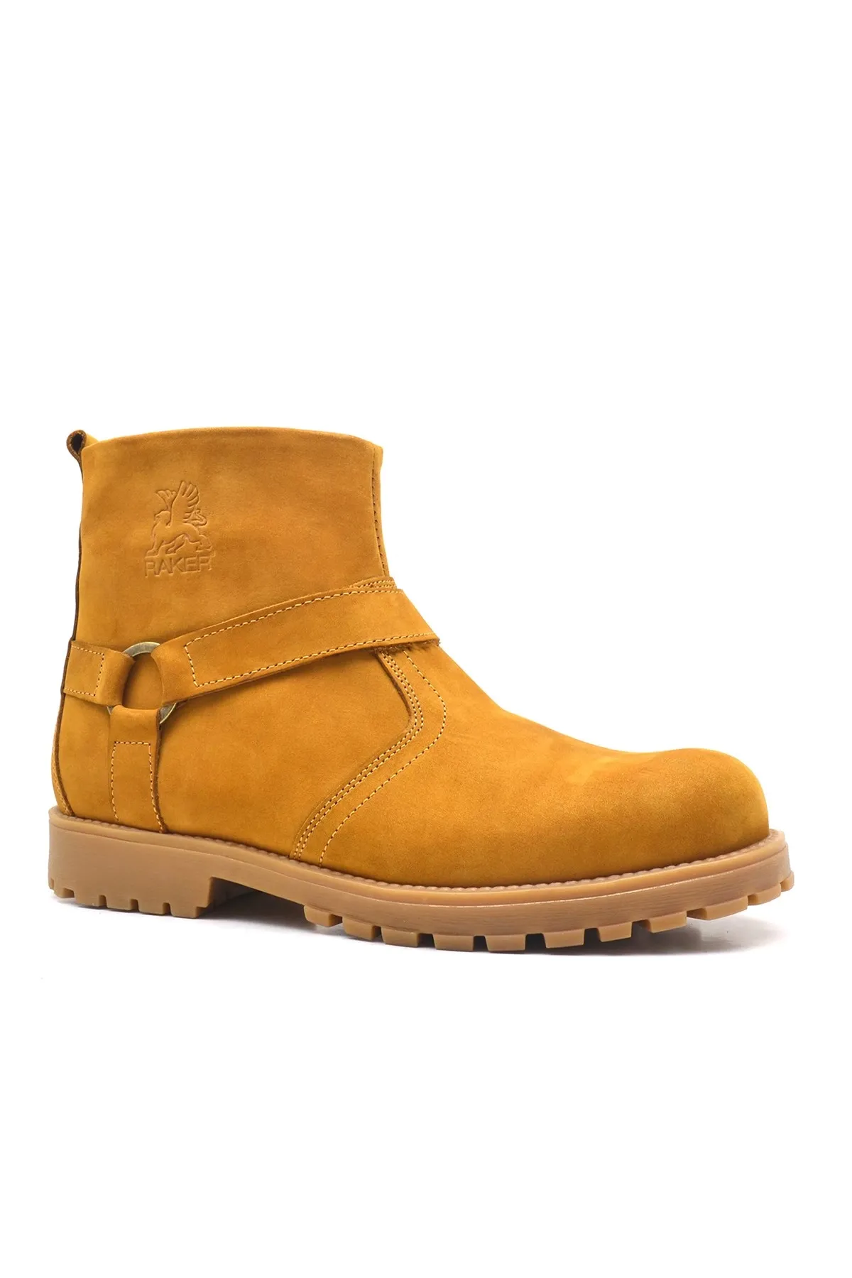 Chiron Hakiki Deri Sarı Fermuarlı Kışlık Bot