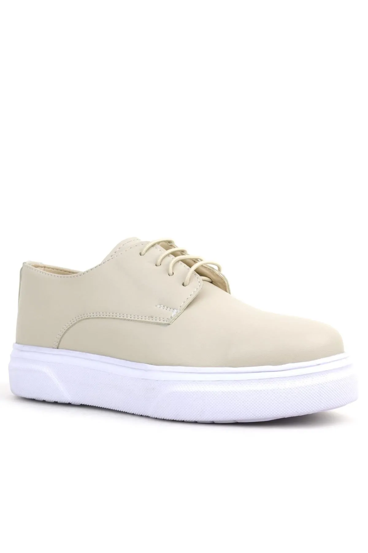 Derby Krem Cilt Yüksek Taban Çocuk Klasik Ayakkabı