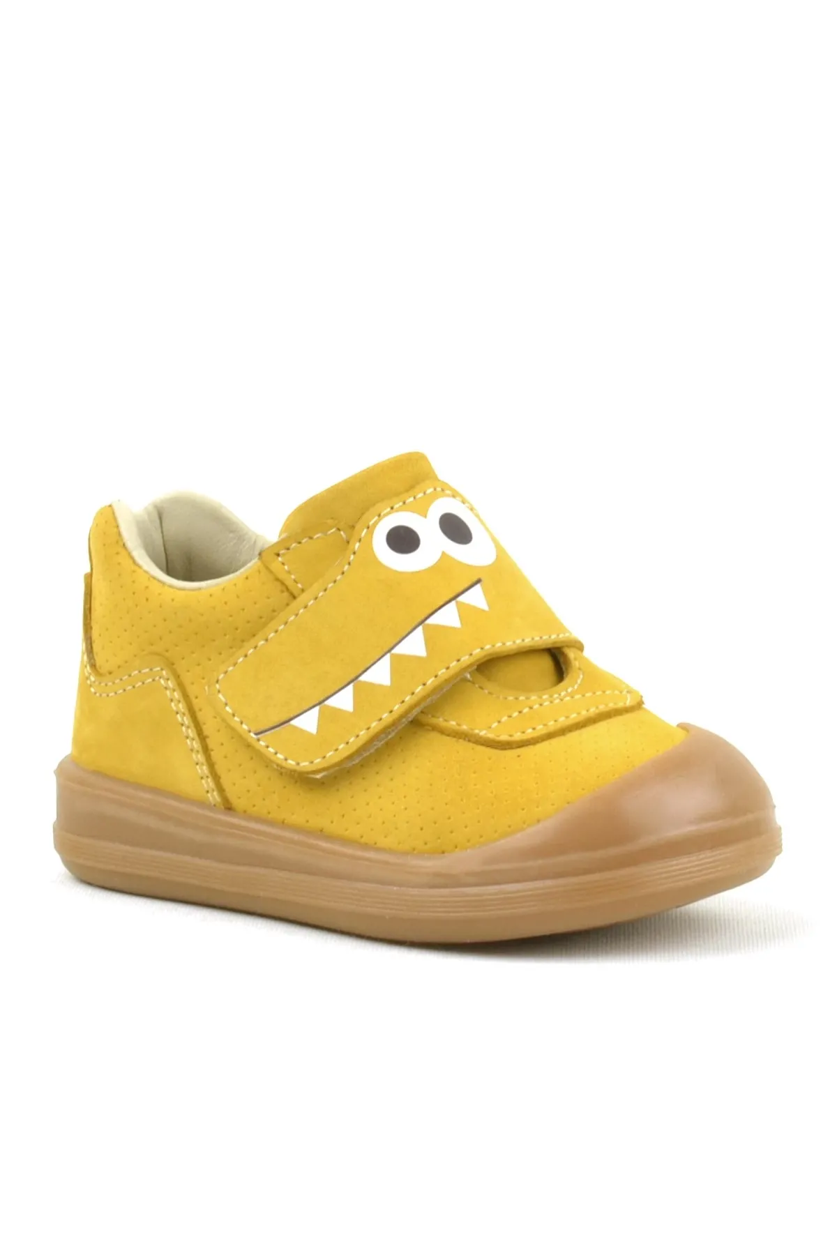 Dino Hakiki Deri Sarı Yüksek Bilekli Bebek Ayakkabı