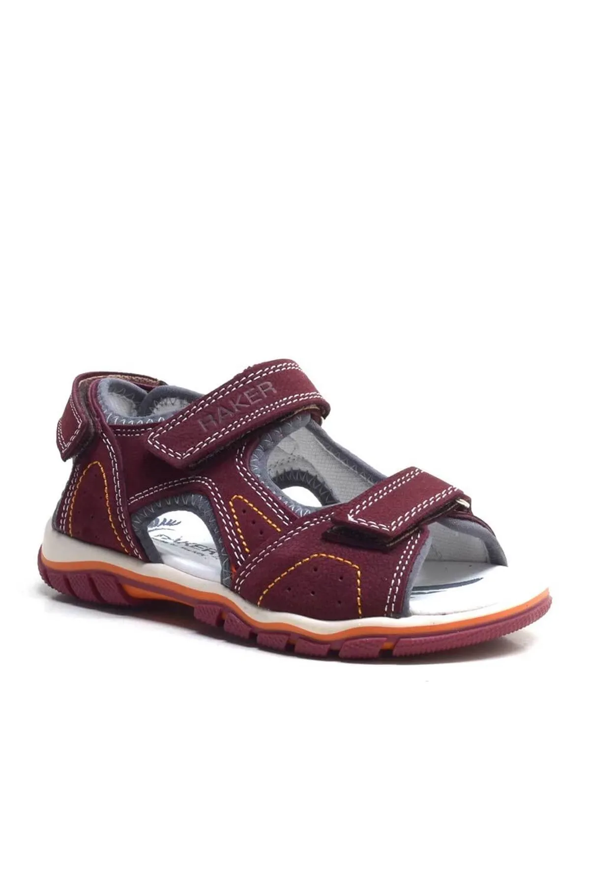 Hakiki Deri Bordo Cırtlı Erkek Çocuk Sandalet