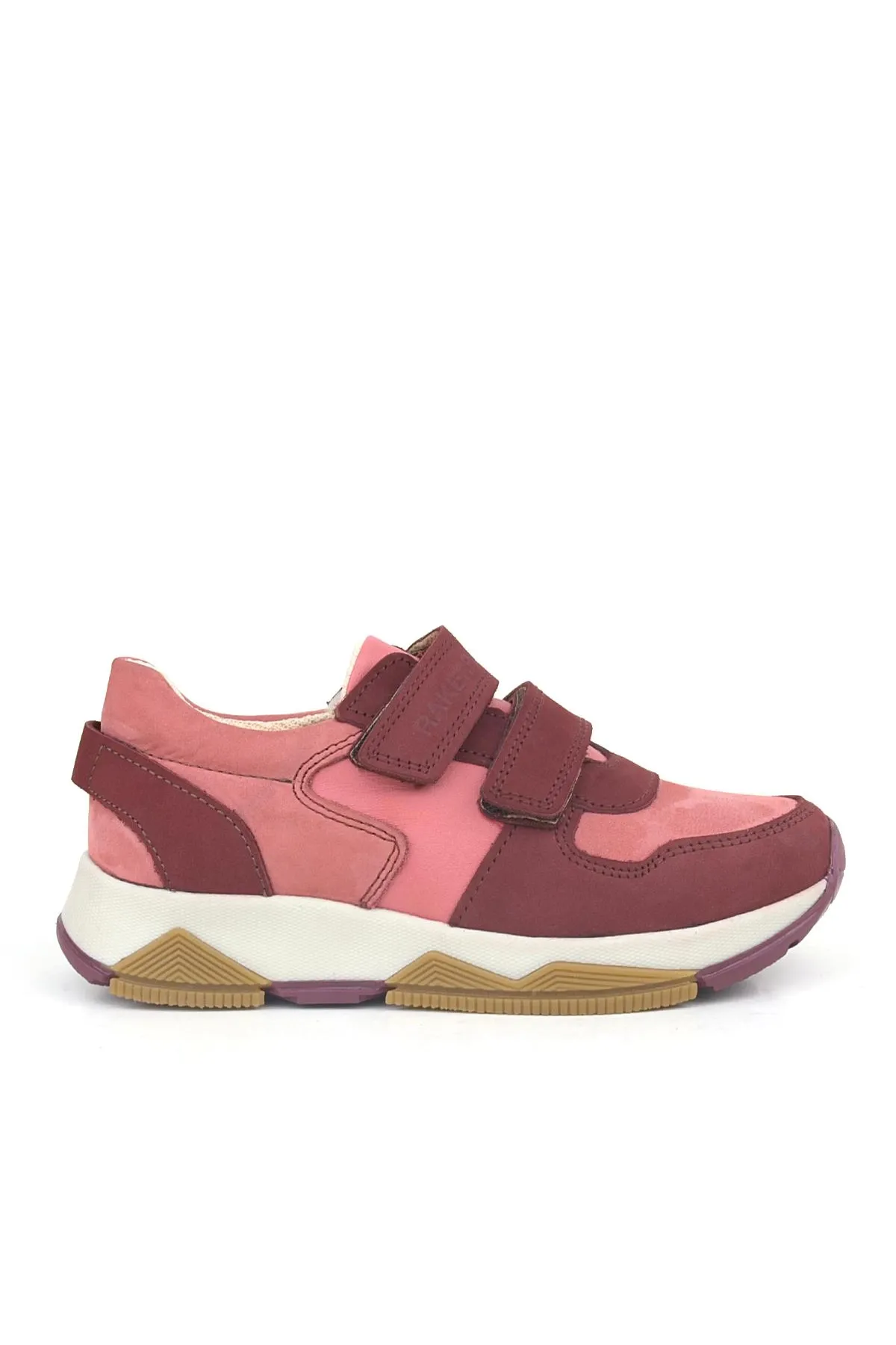 Hakiki Deri Bordo Pembe Kız Çocuk Sneakers Spor Ayakkabı