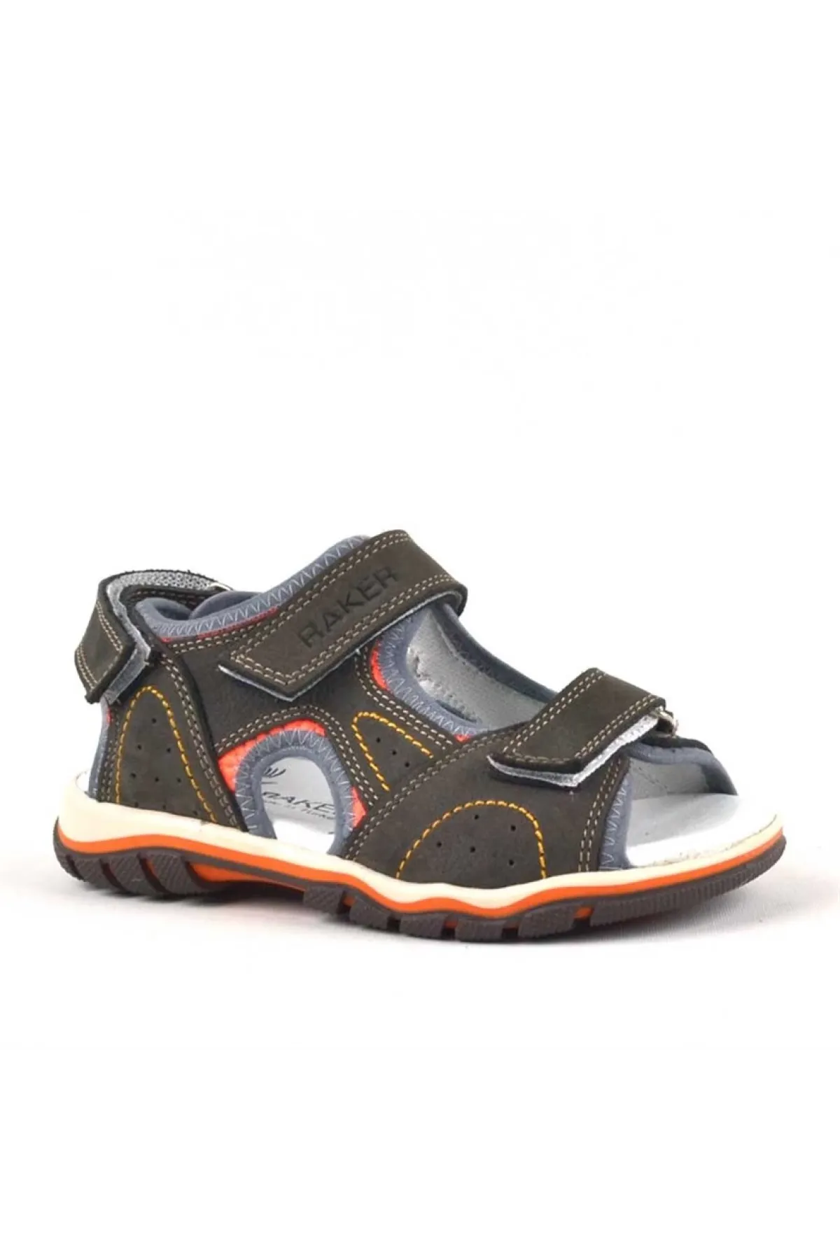 Hakiki Deri Gri Cırtlı Erkek Çocuk Sandalet