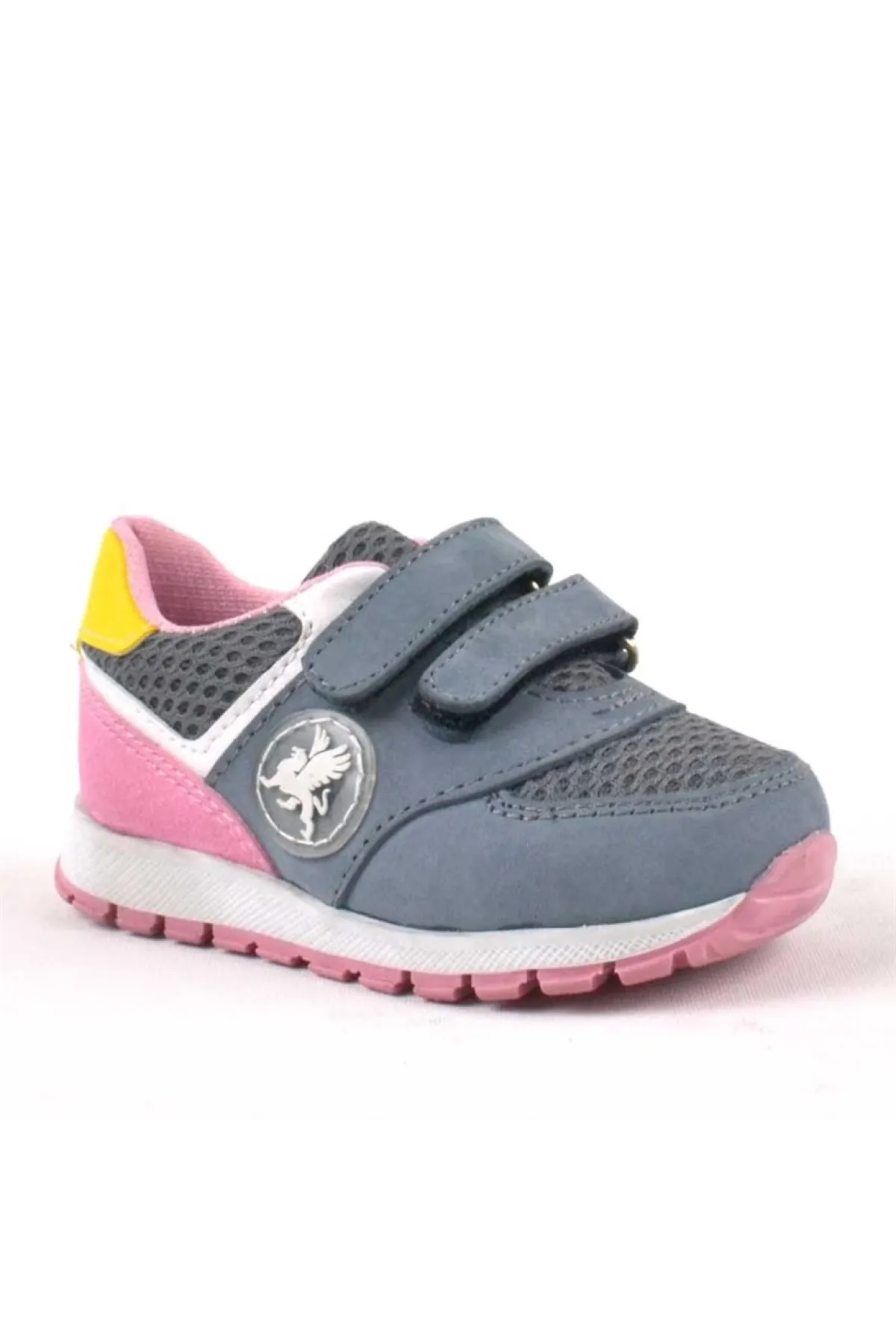 Hakiki Deri Gri Cırtlı Kız Bebek Spor Ayakkabı