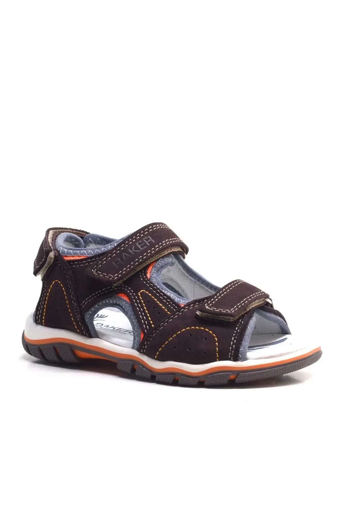 Hakiki Deri Kahverengi Cırtlı Erkek Çocuk Sandalet